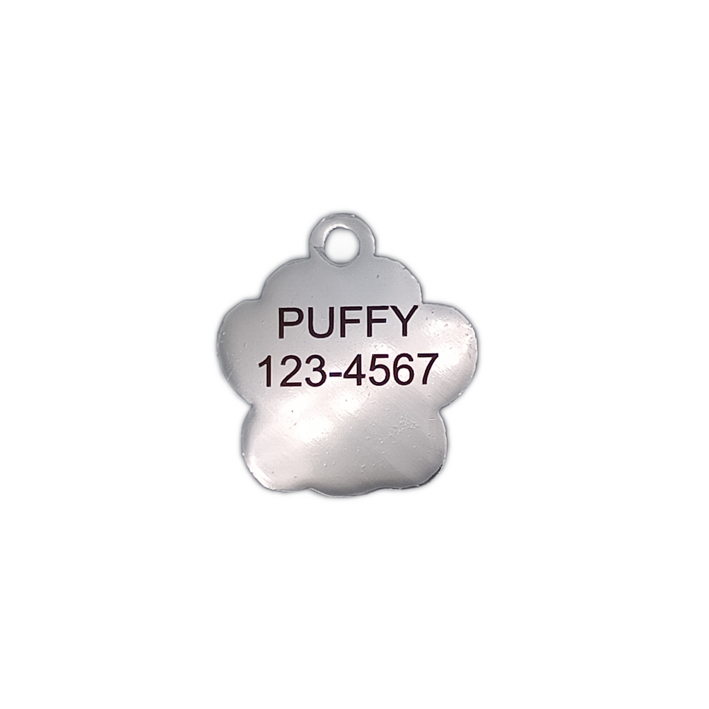 Silver Colored Glitter Paw Pet Tag (1 inch)