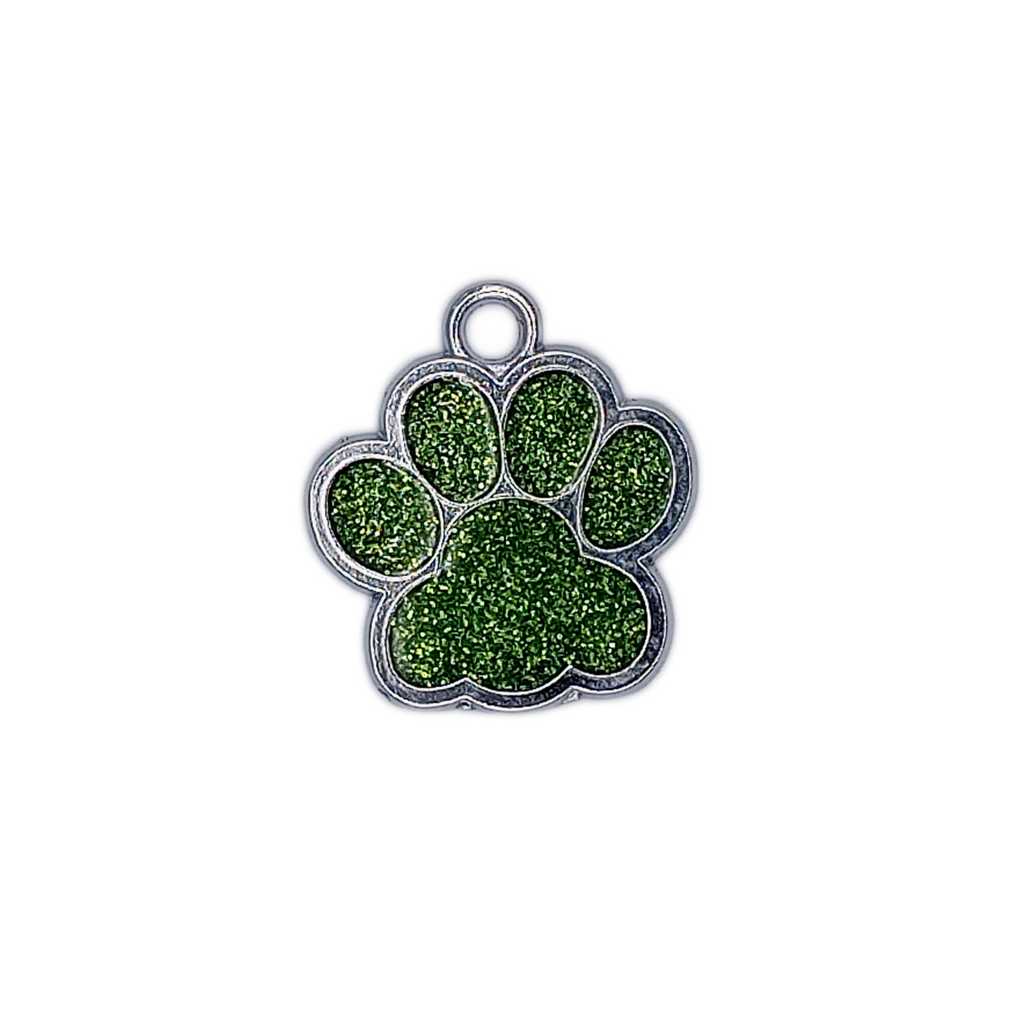 Light Green Glitter Paw Pet Tag (.7 inch)