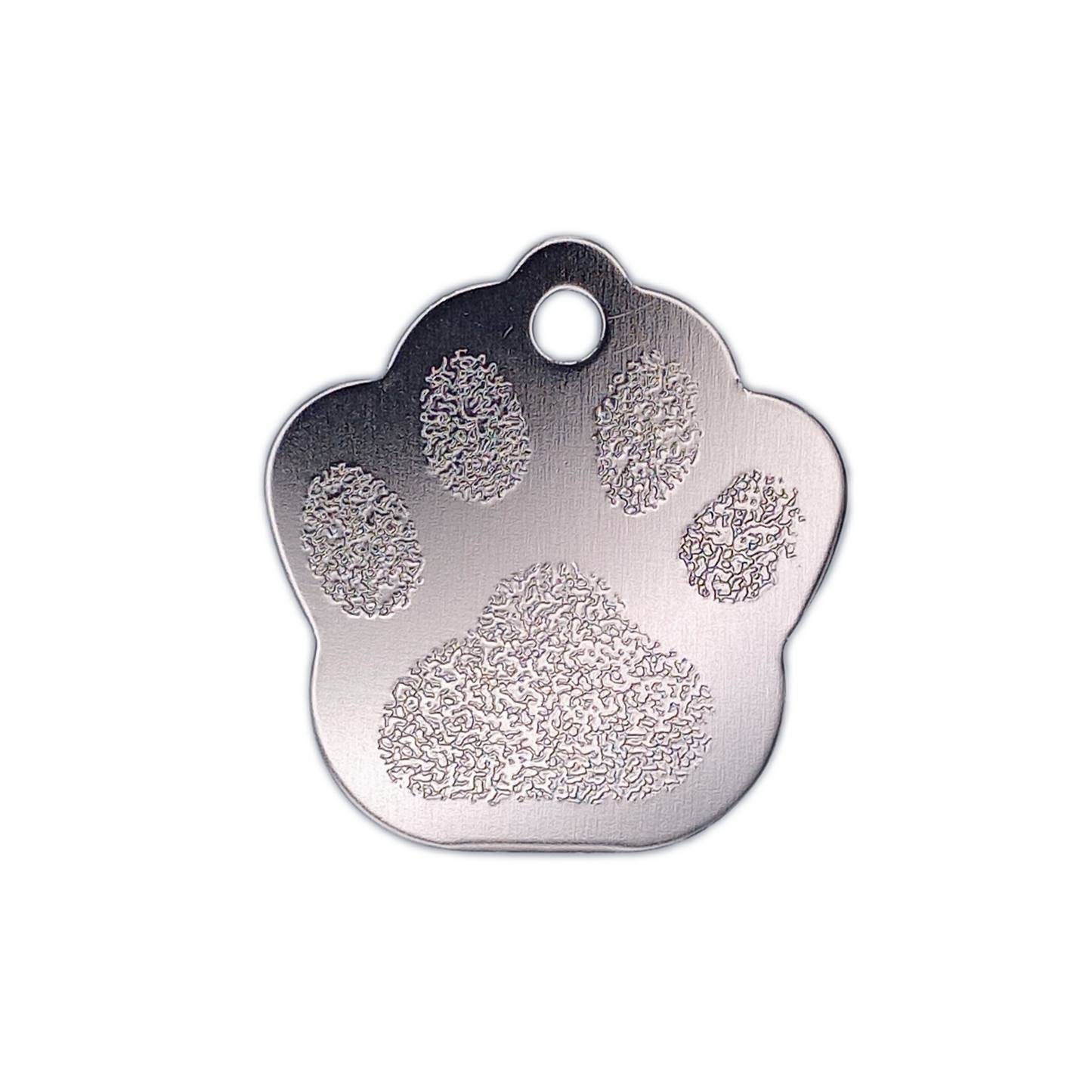Silver Colored Large Paw Pet Tag (1.4 inch)