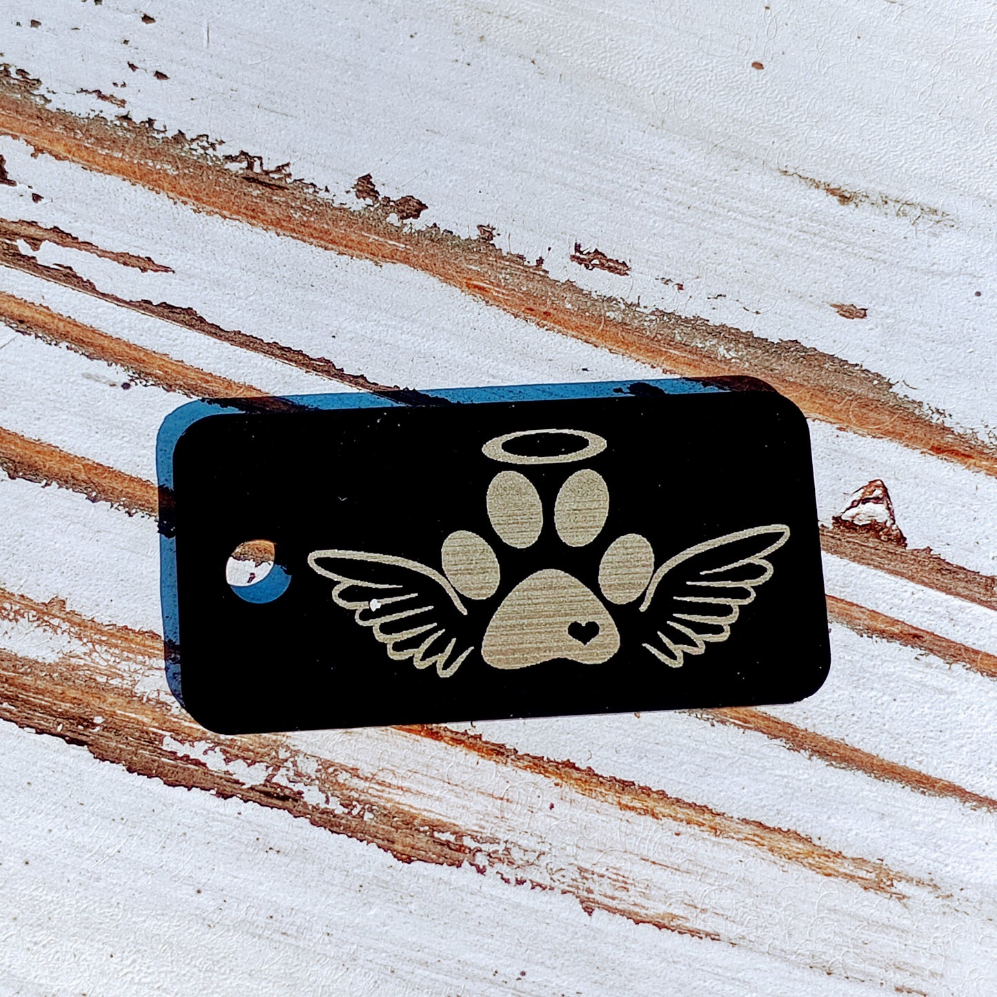 Black Rectangular Angel Dog Tag