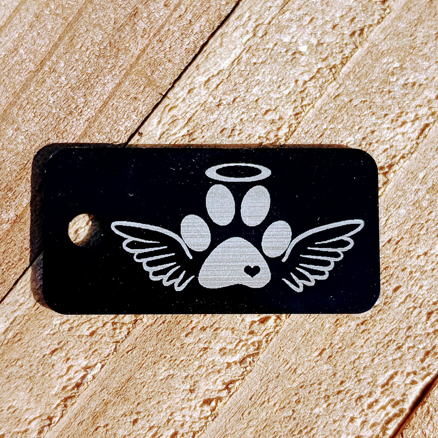 Black Rectangular Angel Dog Tag