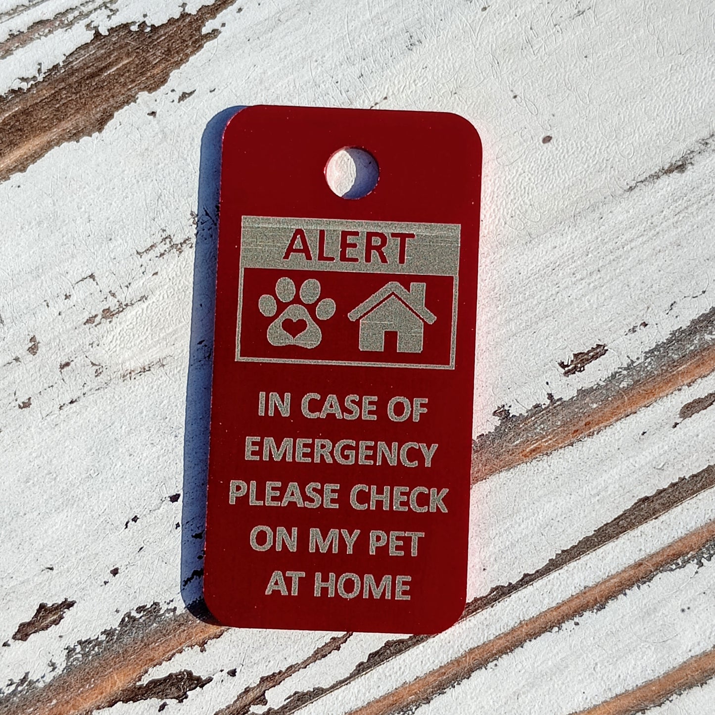 Red Rectangular "Please Check On My Pet" Tag