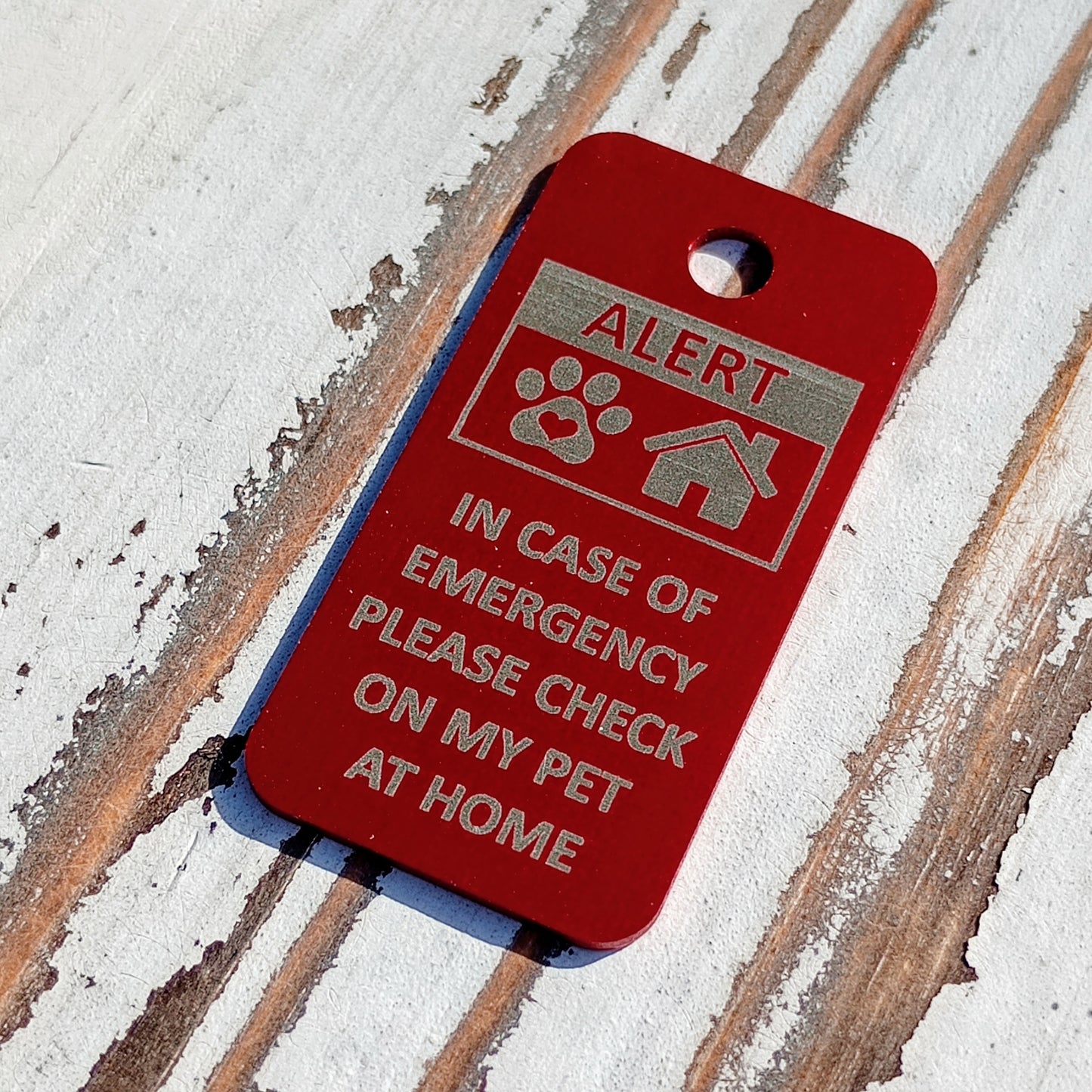 Red Rectangular "Please Check On My Pet" Tag
