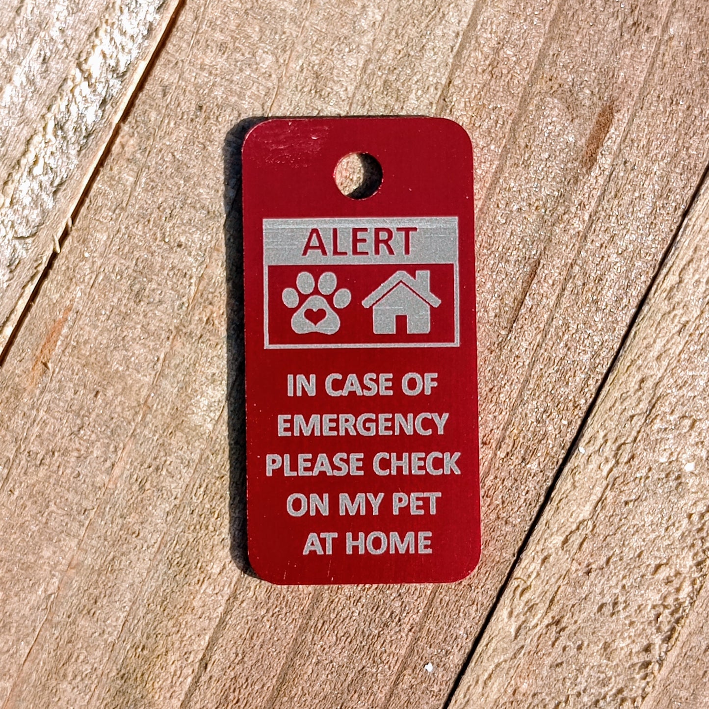 Red Rectangular "Please Check On My Pet" Tag