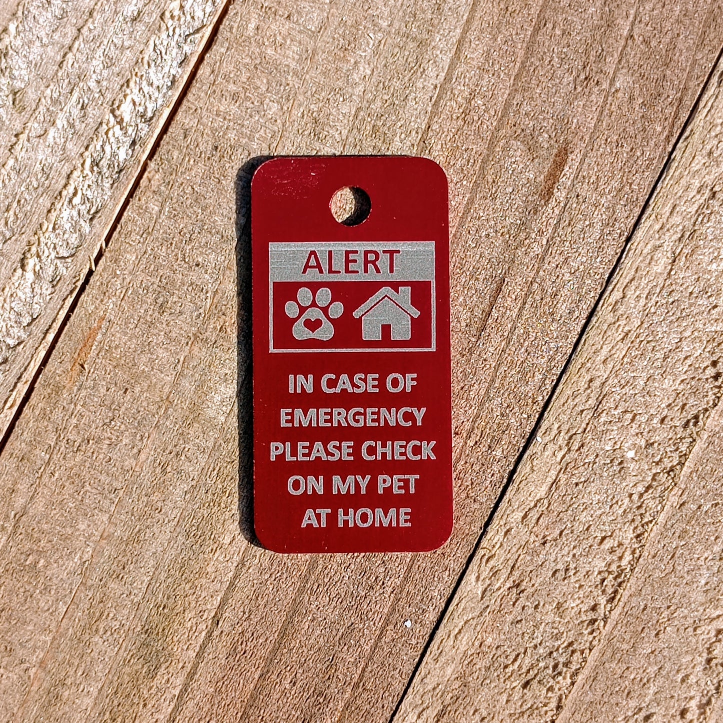 Red Rectangular "Please Check On My Pet" Tag