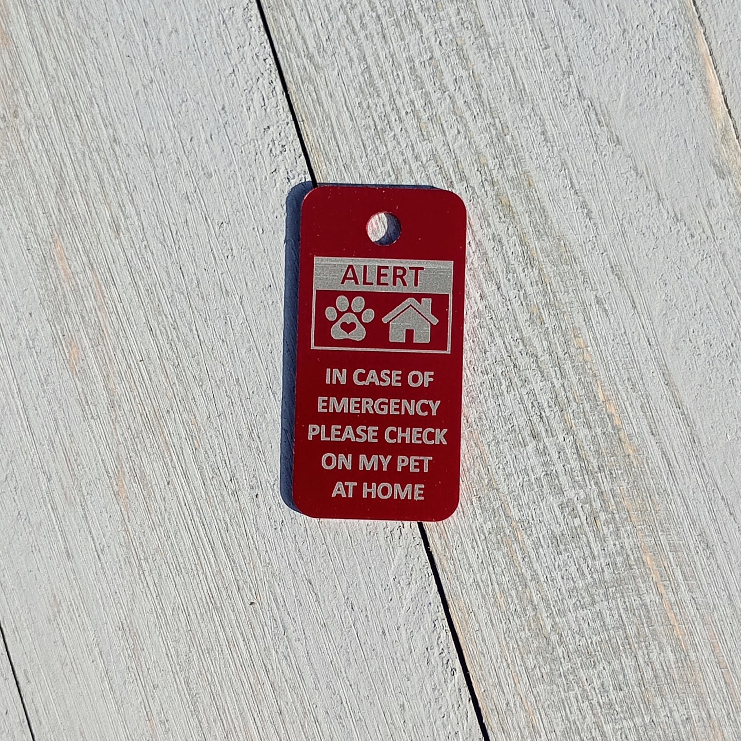 Red Rectangular "Please Check On My Pet" Tag