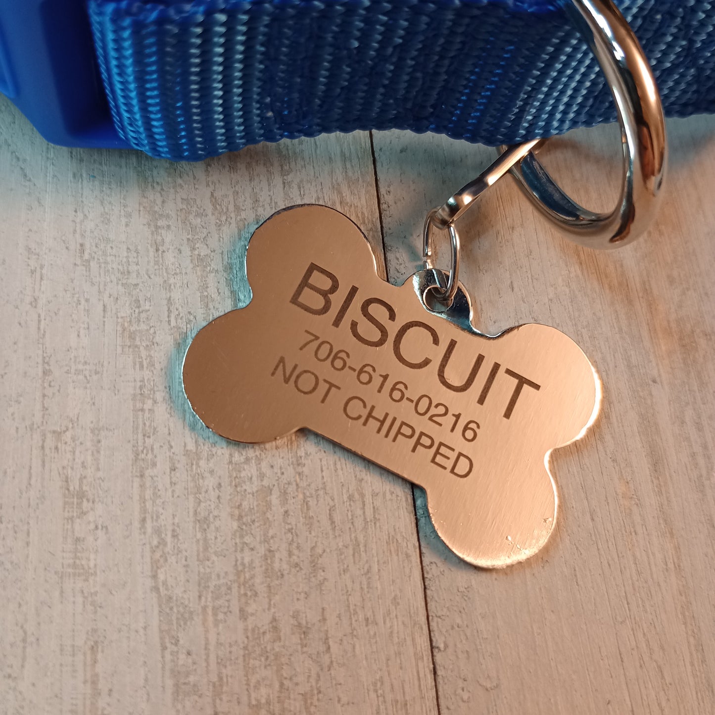 Blue Glitter Bone Shaped Pet Tag