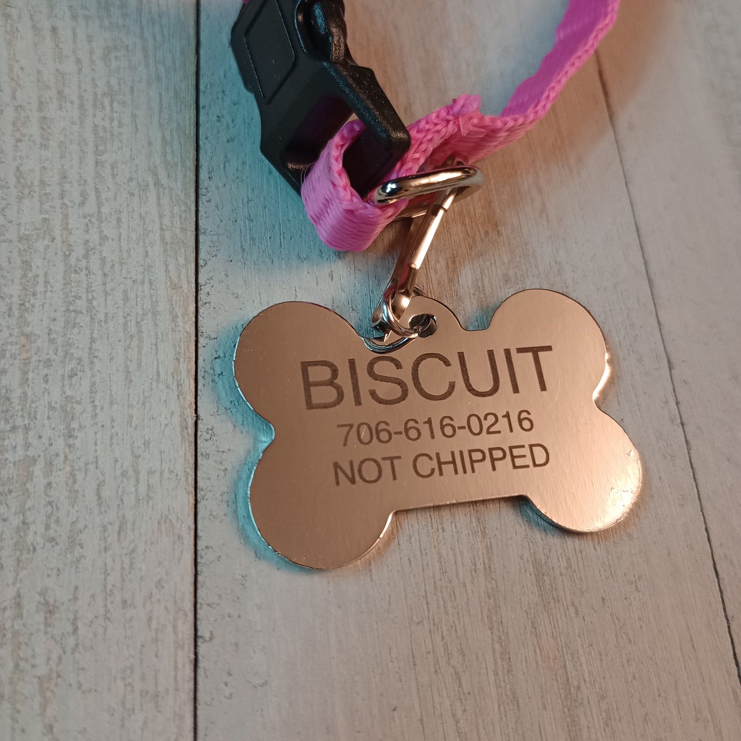 Pink Glitter Bone Shaped Pet Tag