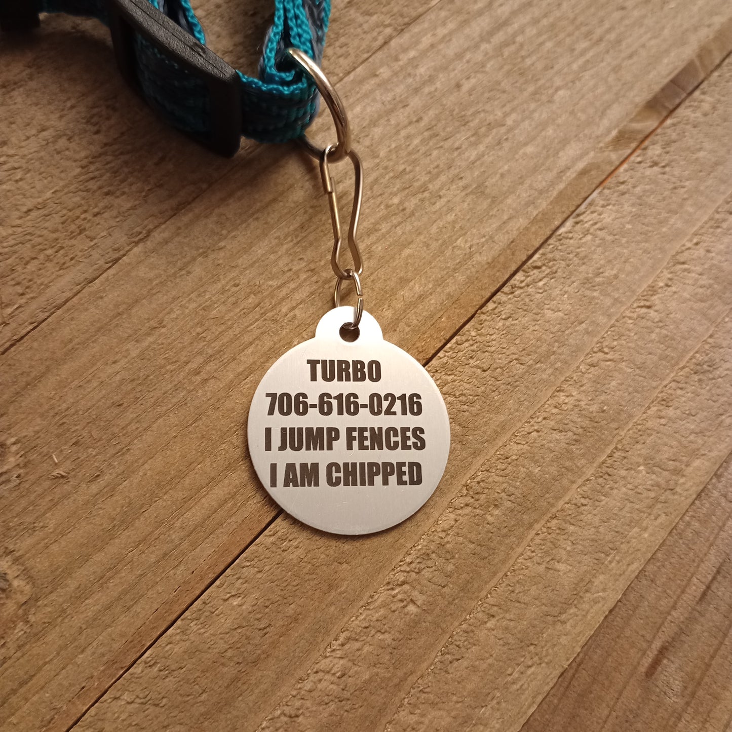 Silver Colored Round Pet Tag 1.25 inch