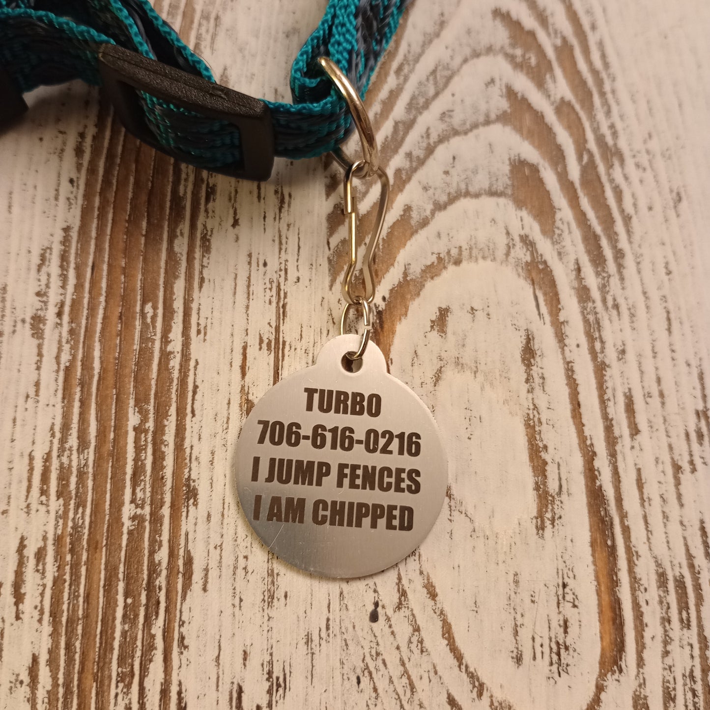 Silver Colored Round Pet Tag 1.25 inch