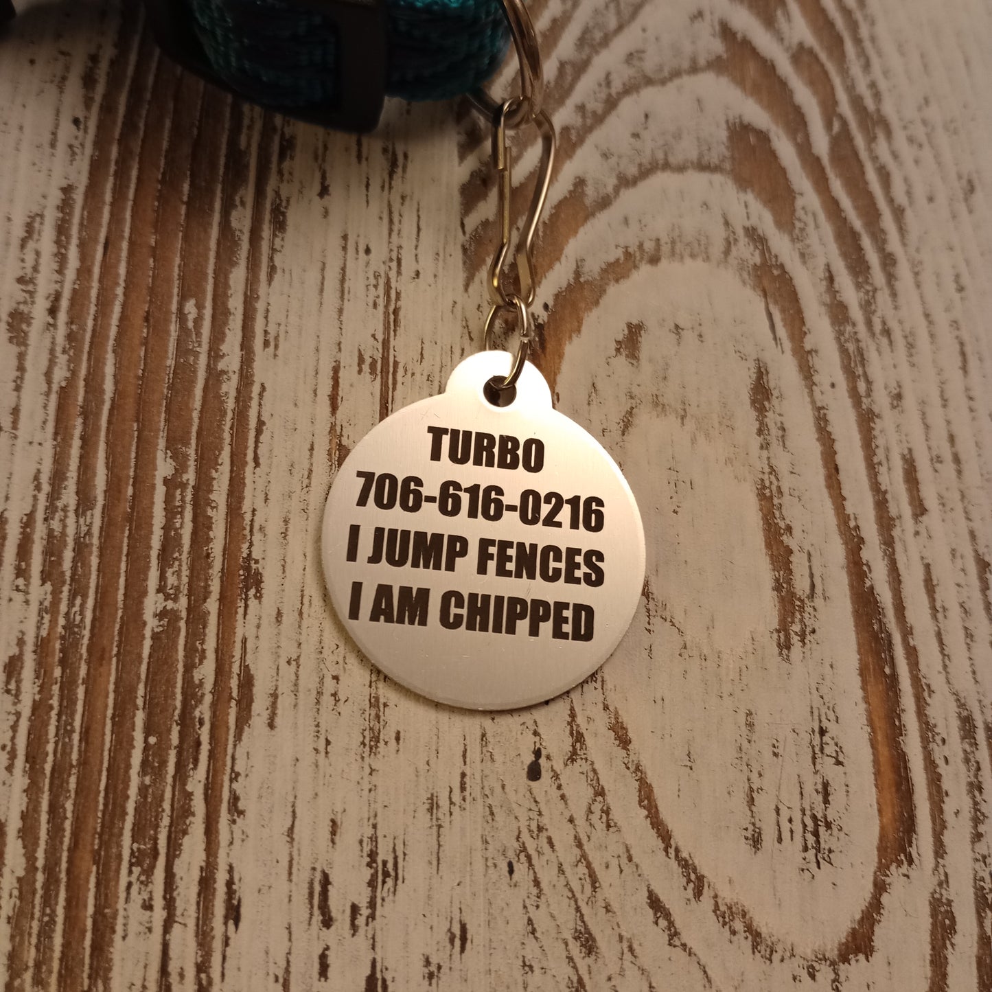 Silver Colored Round Pet Tag 1.25 inch