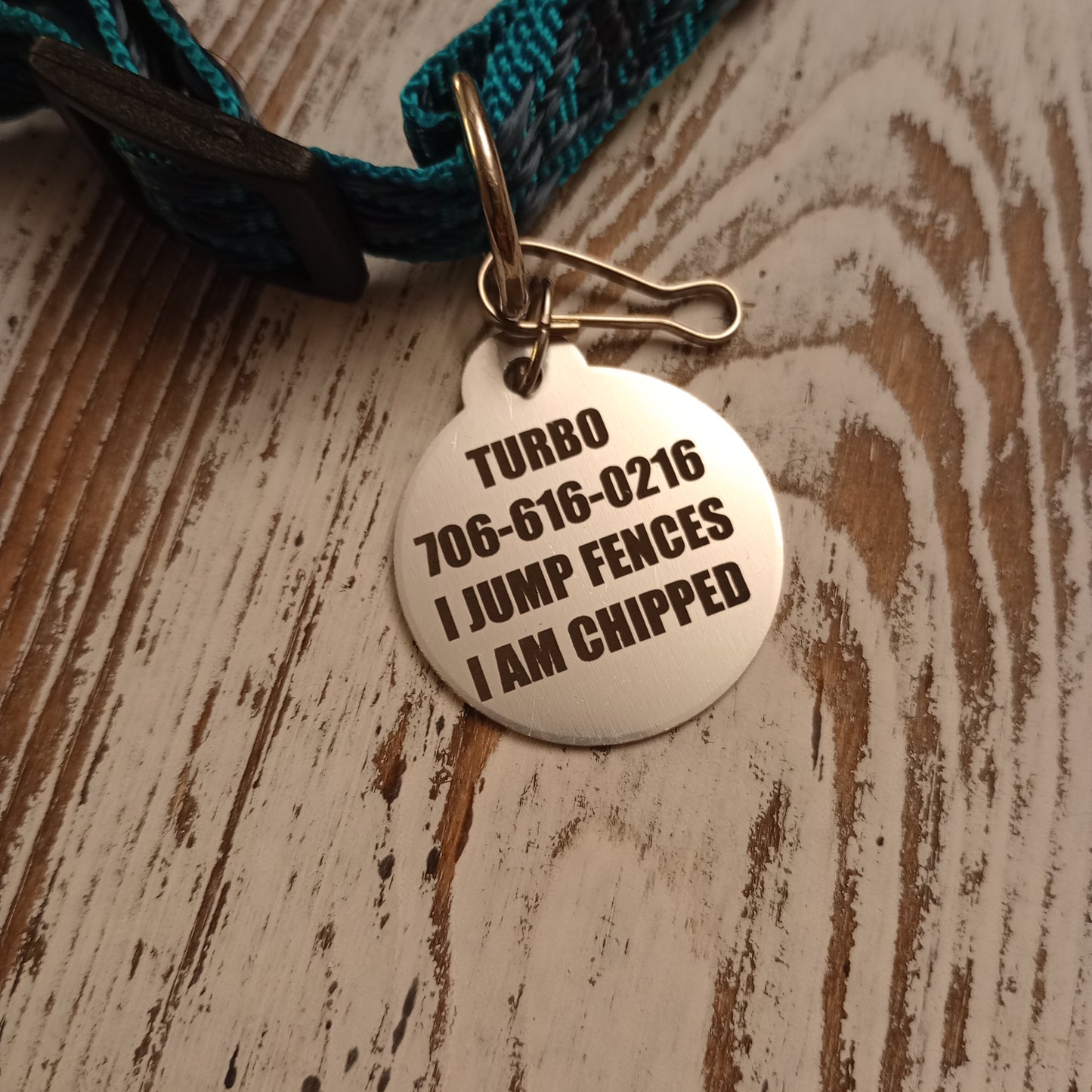 Silver Colored Round Pet Tag 1.25 inch
