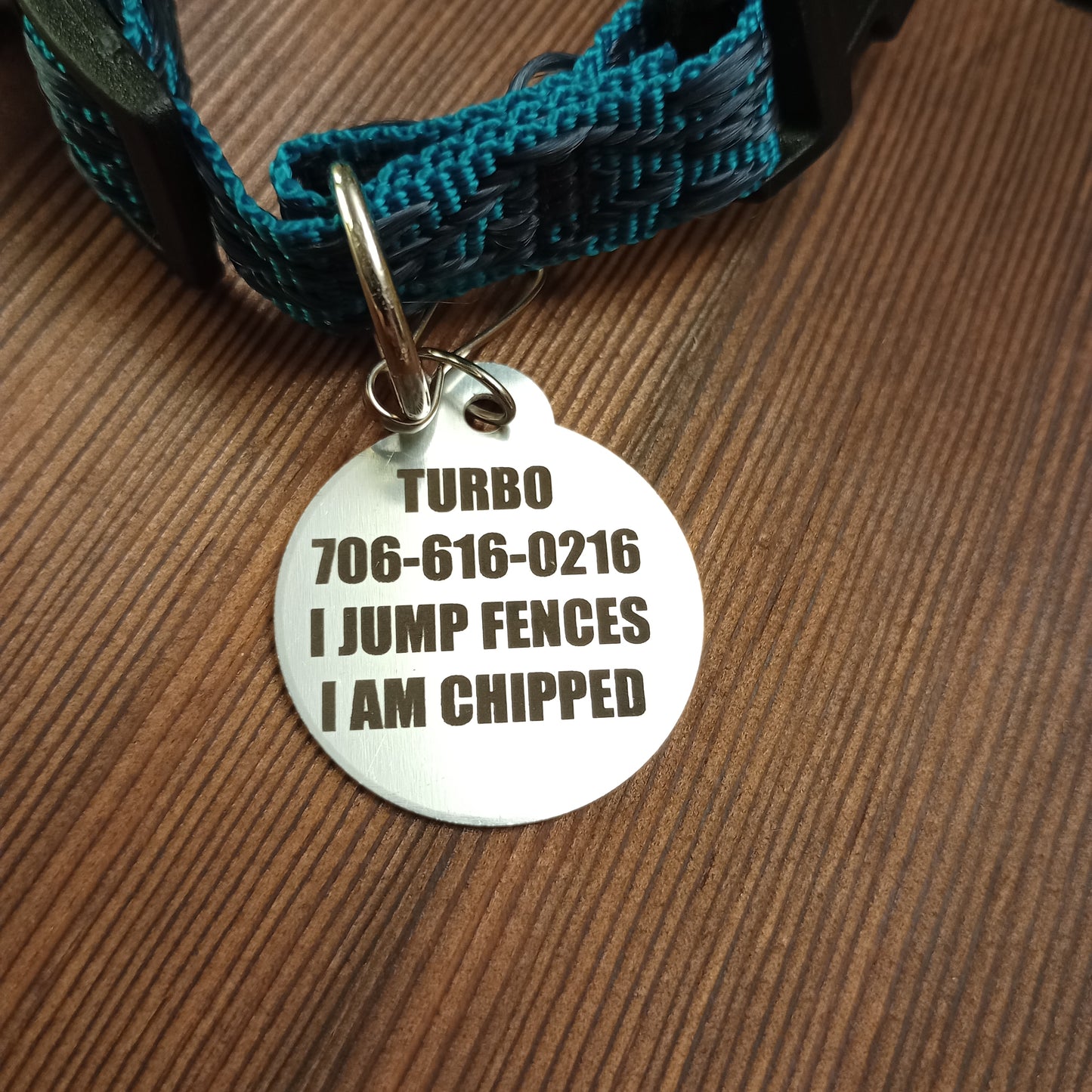 Silver Colored Round Pet Tag 1.25 inch