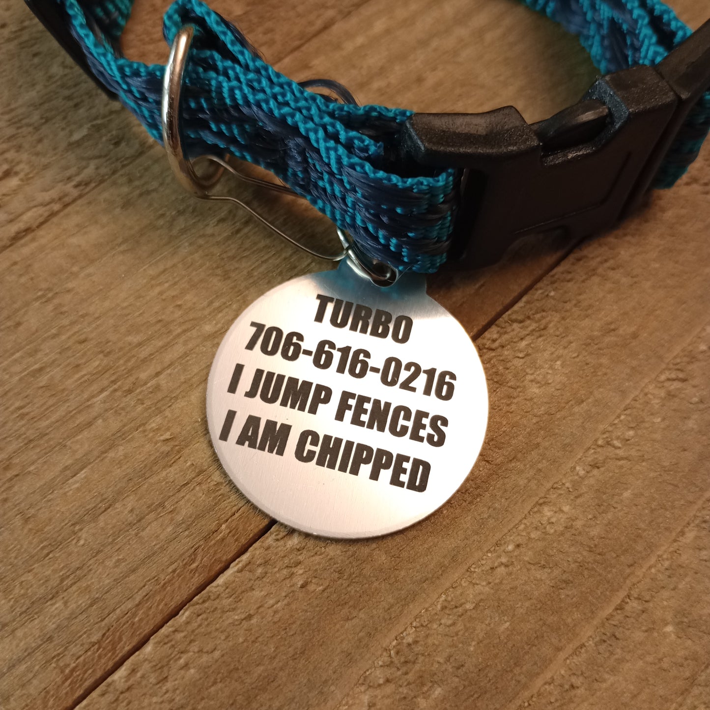 Silver Colored Round Pet Tag 1.25 inch