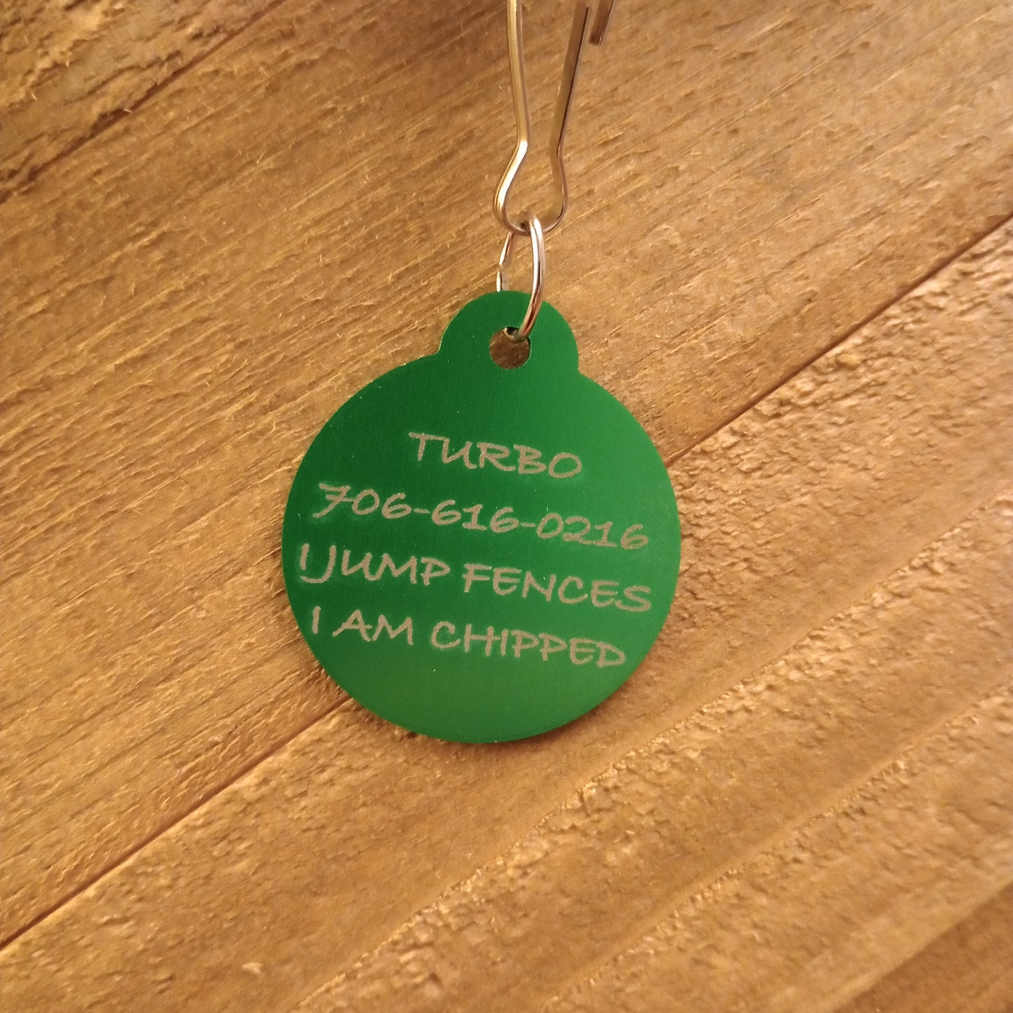 Green Round Pet Tag 1.25 inch