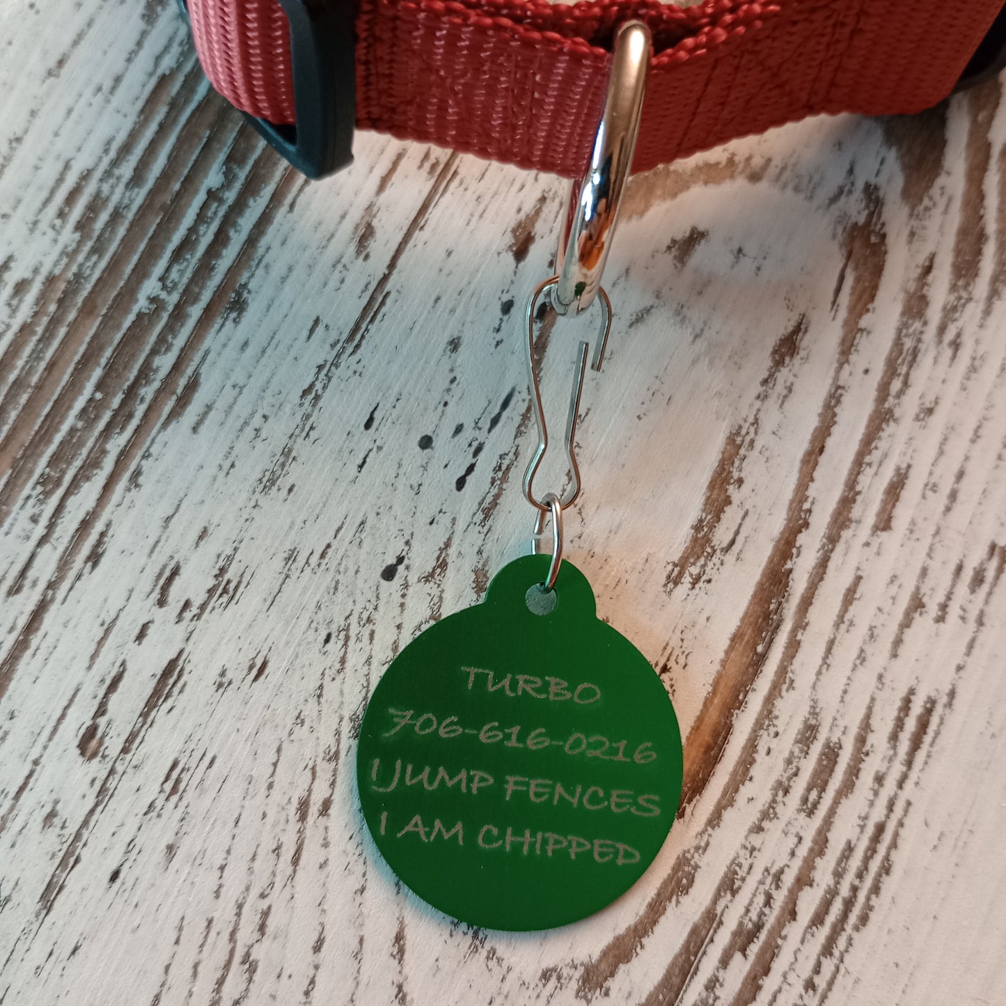 Green Round Pet Tag 1.25 inch
