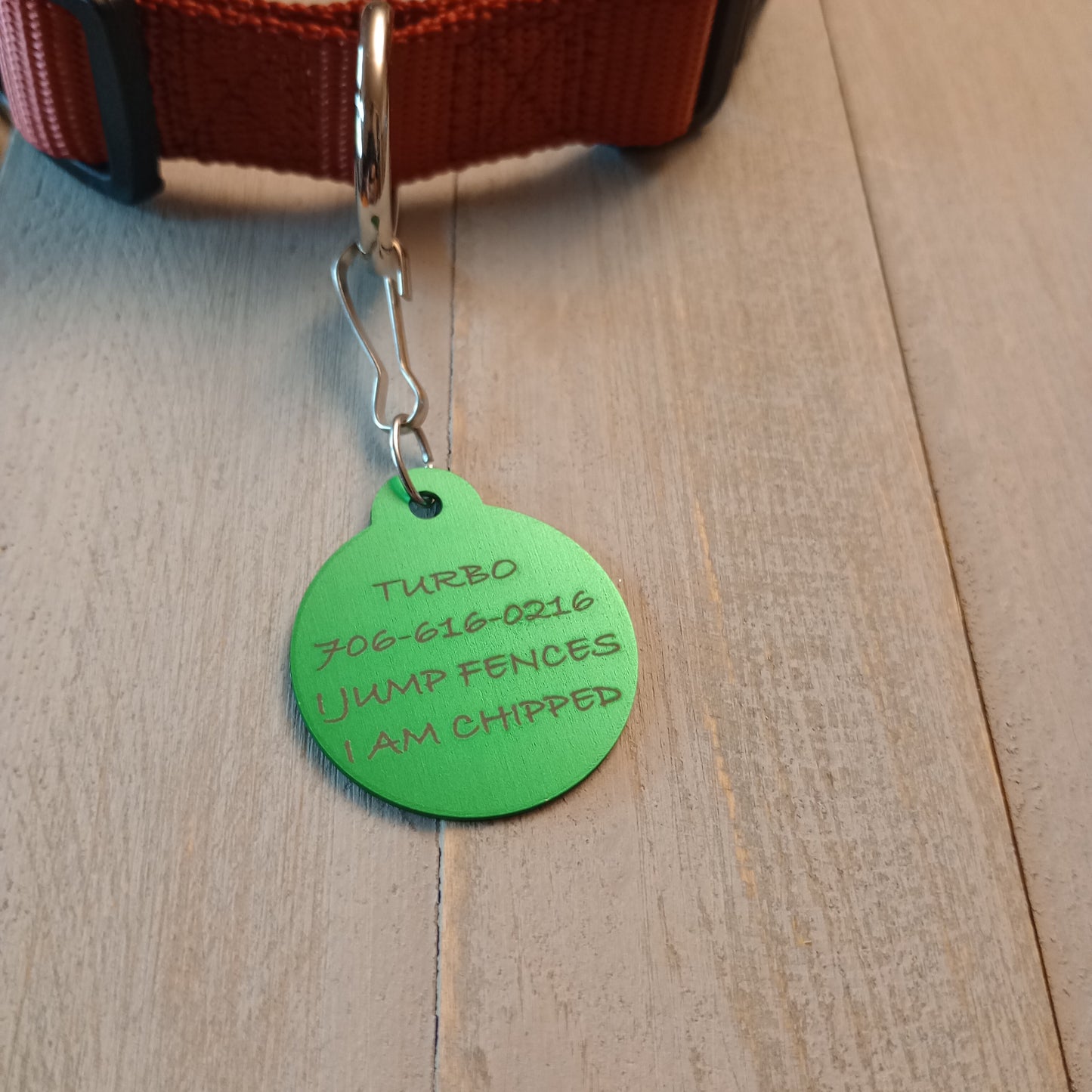 Green Round Pet Tag 1.25 inch