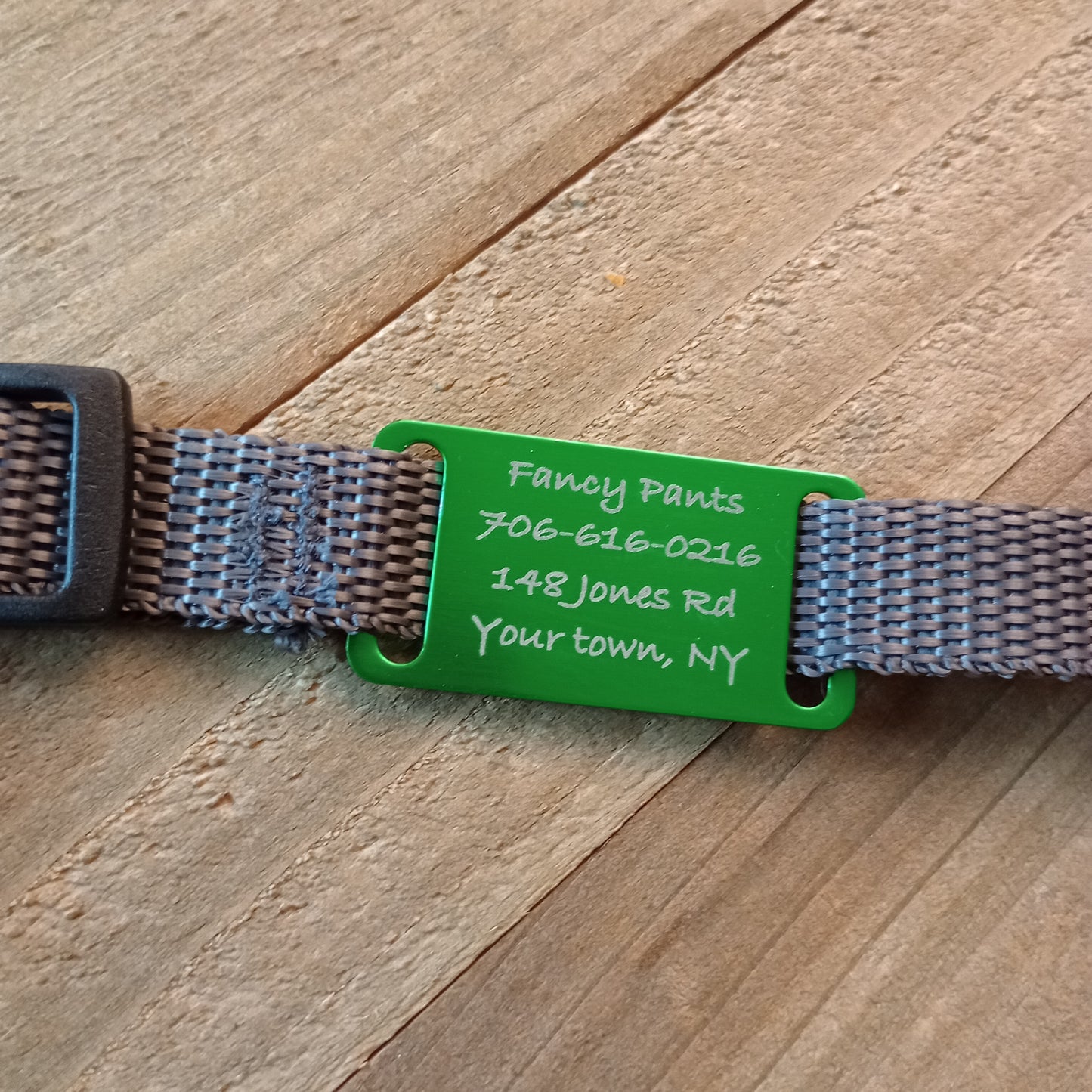 Green Slide-On Pet Tag.