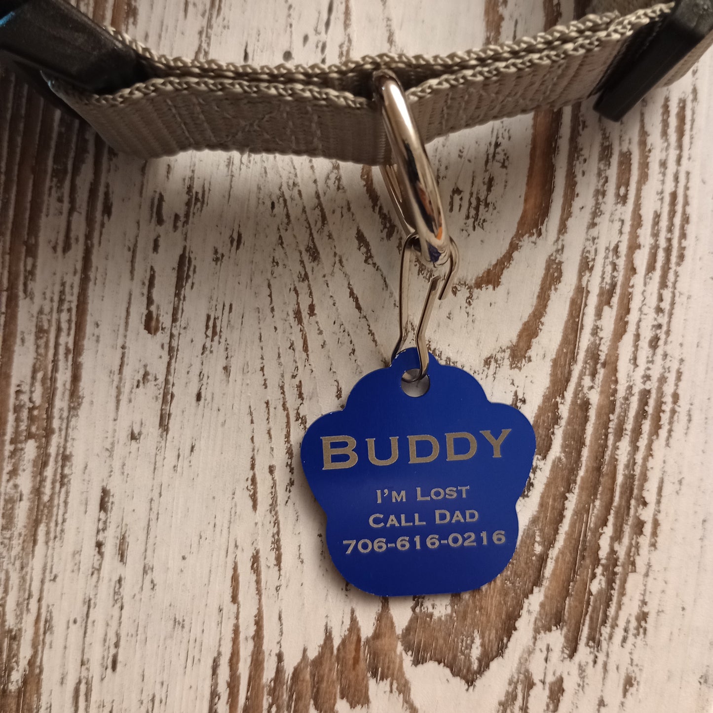 Dark Blue Large Paw Pet Tag (1.4 inch)