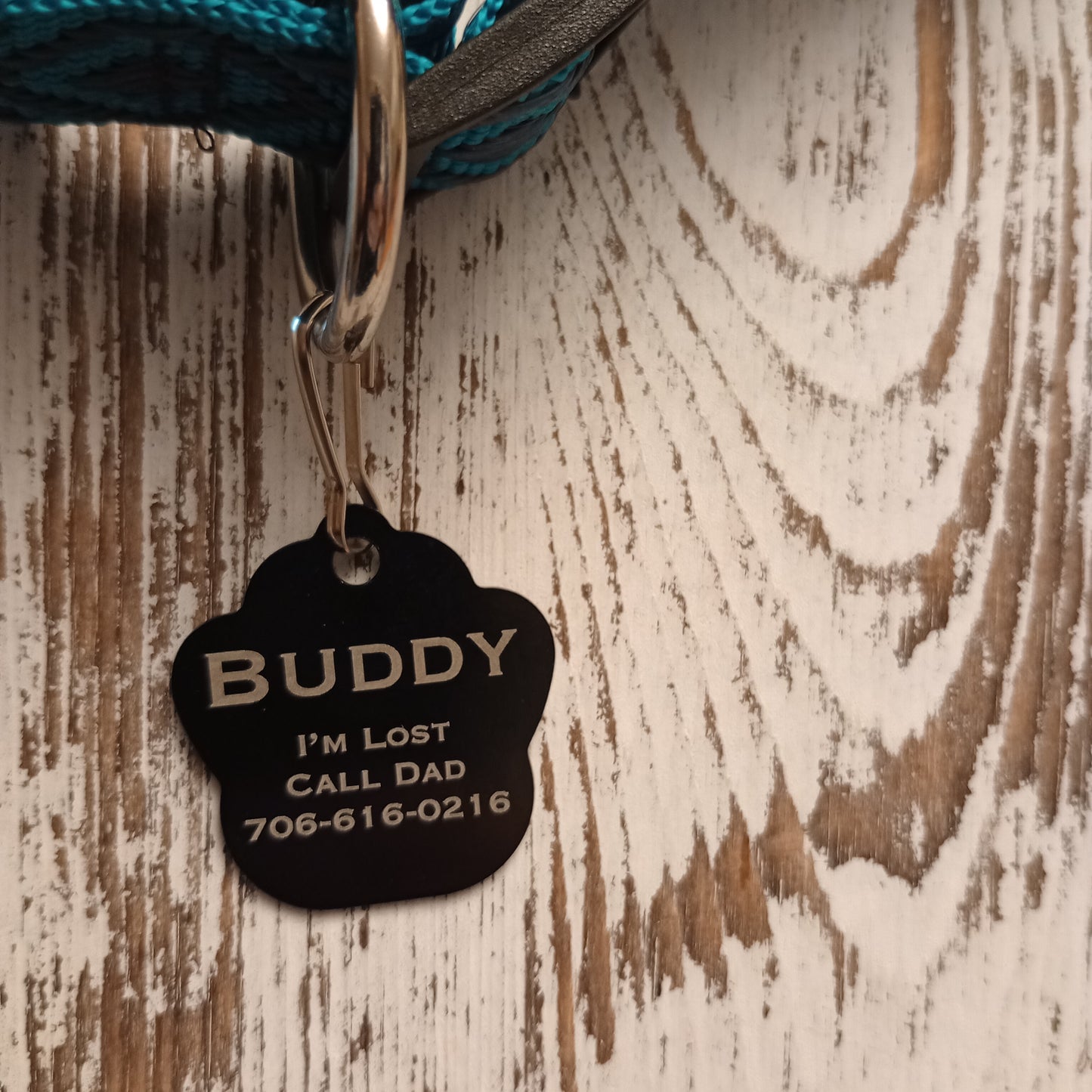 Black Large Paw Pet Tag (1.4 inch)