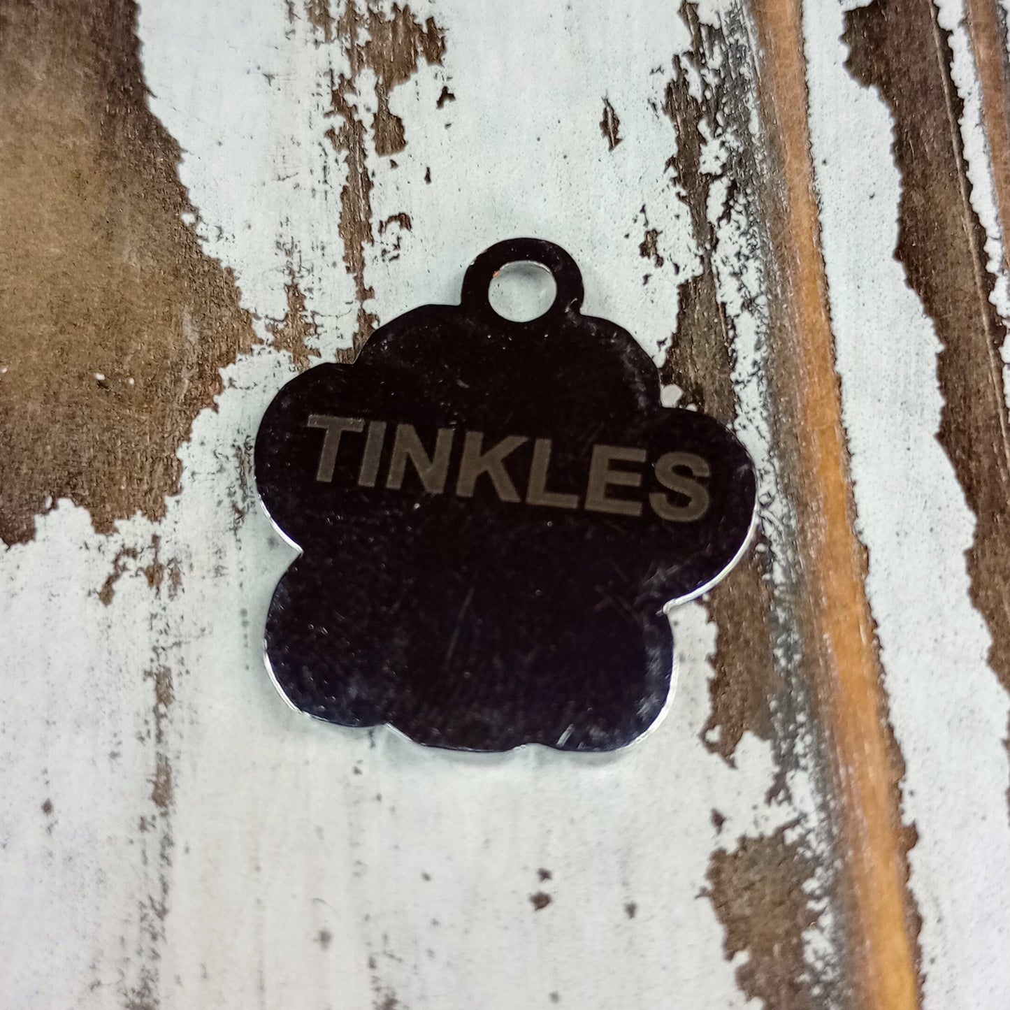 Silver Colored Glitter Paw Pet Tag (1 inch)