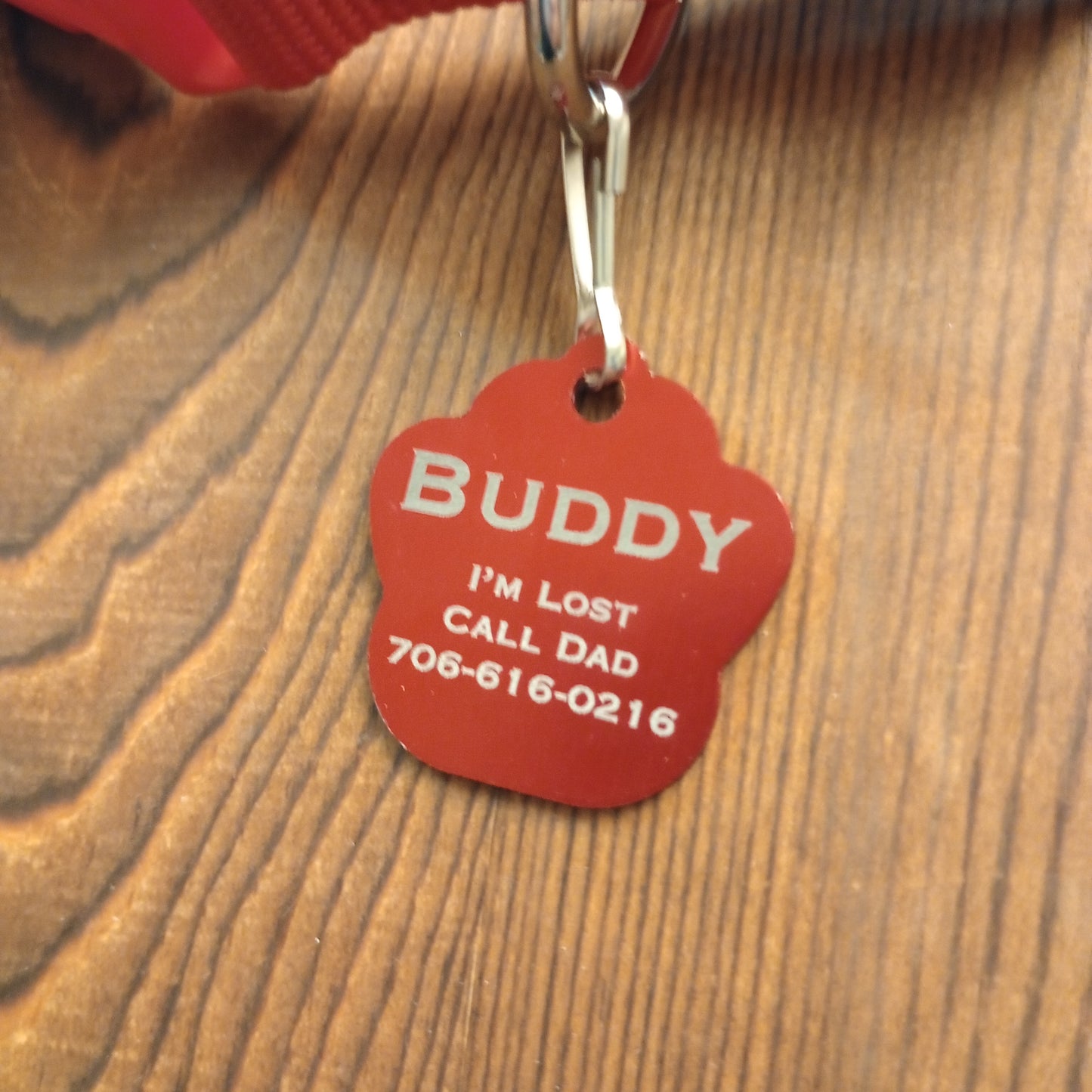 Red Large Paw Pet Tag (1.4 inch)