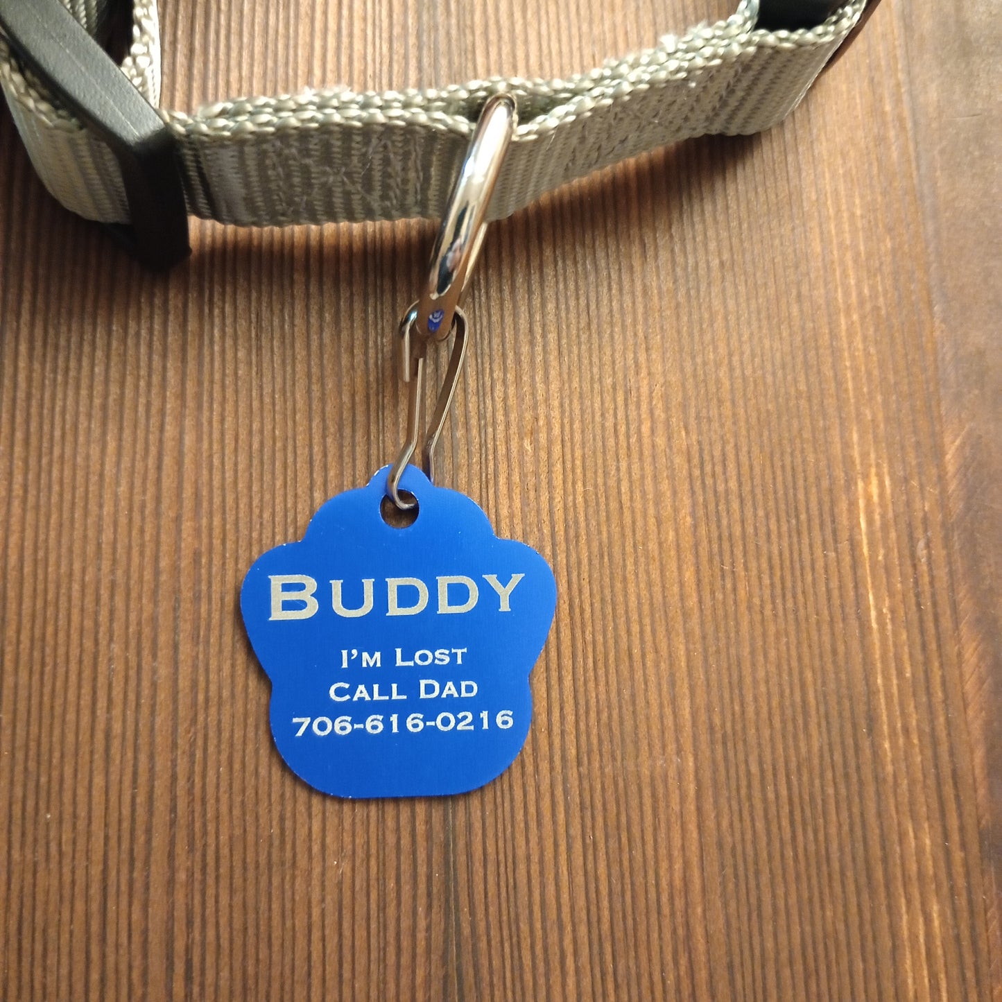 Dark Blue Large Paw Pet Tag (1.4 inch)