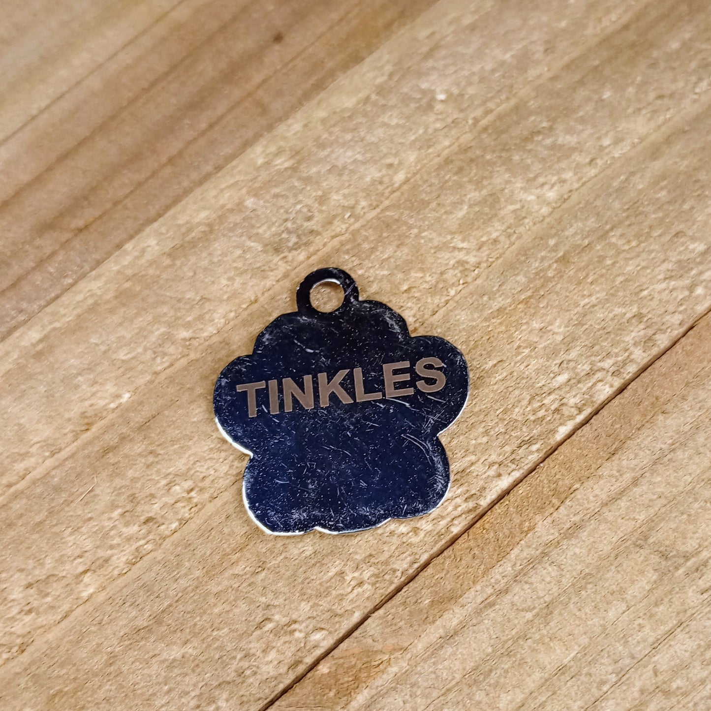 Silver Colored Glitter Paw Pet Tag (1 inch)