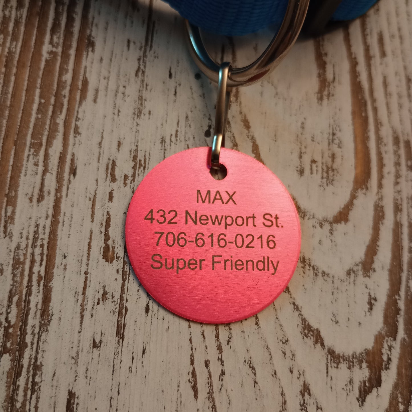 Dark Pink Round Pet Tag (1.4 inch)