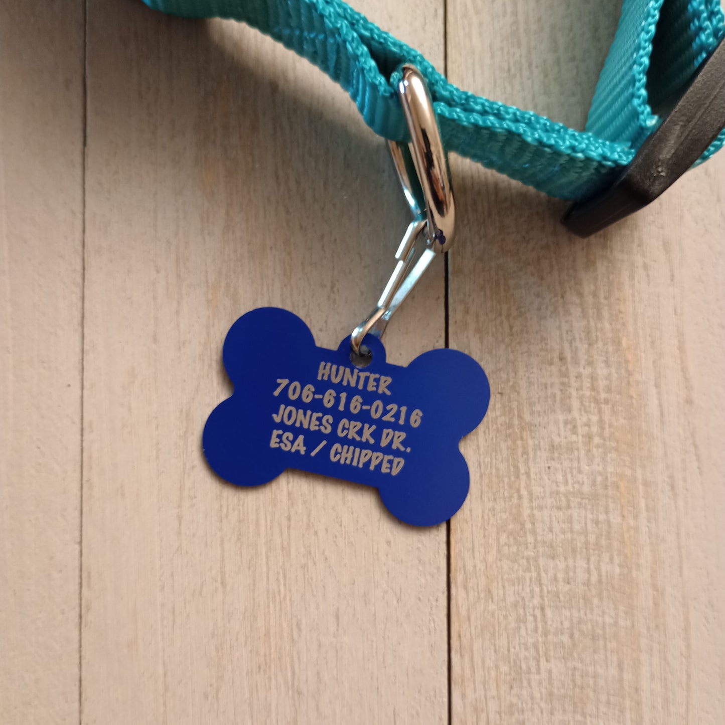 Dark Blue Bone Shaped Pet Tag