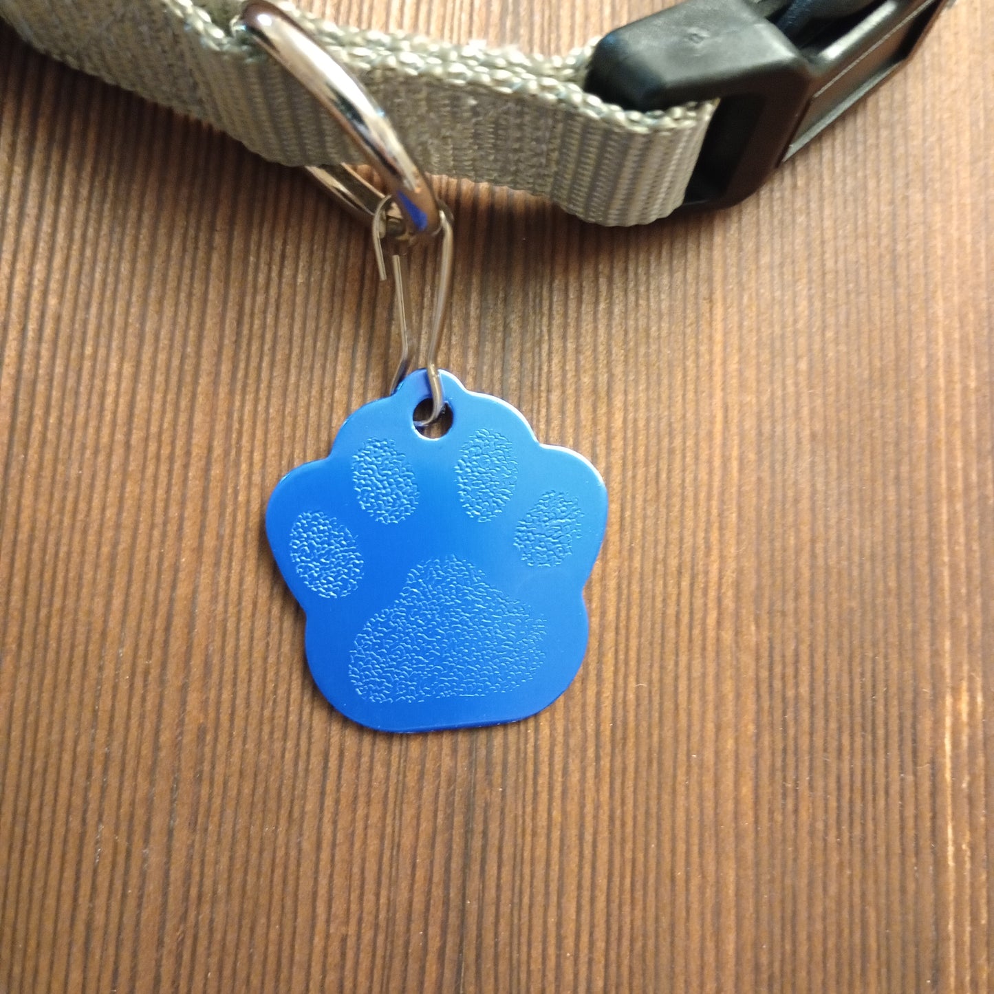 Dark Blue Large Paw Pet Tag (1.4 inch)