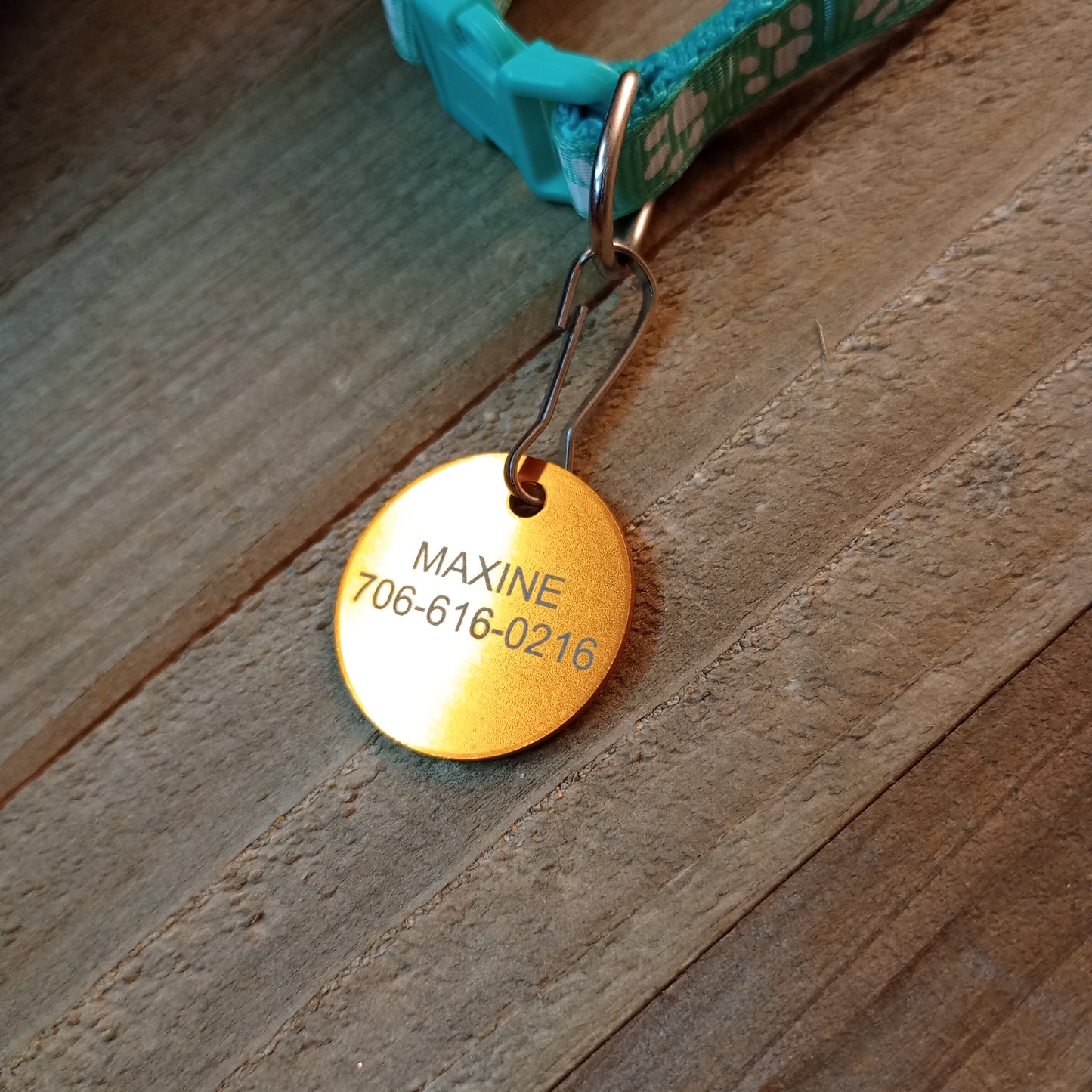 Yellow Round Pet Tag.