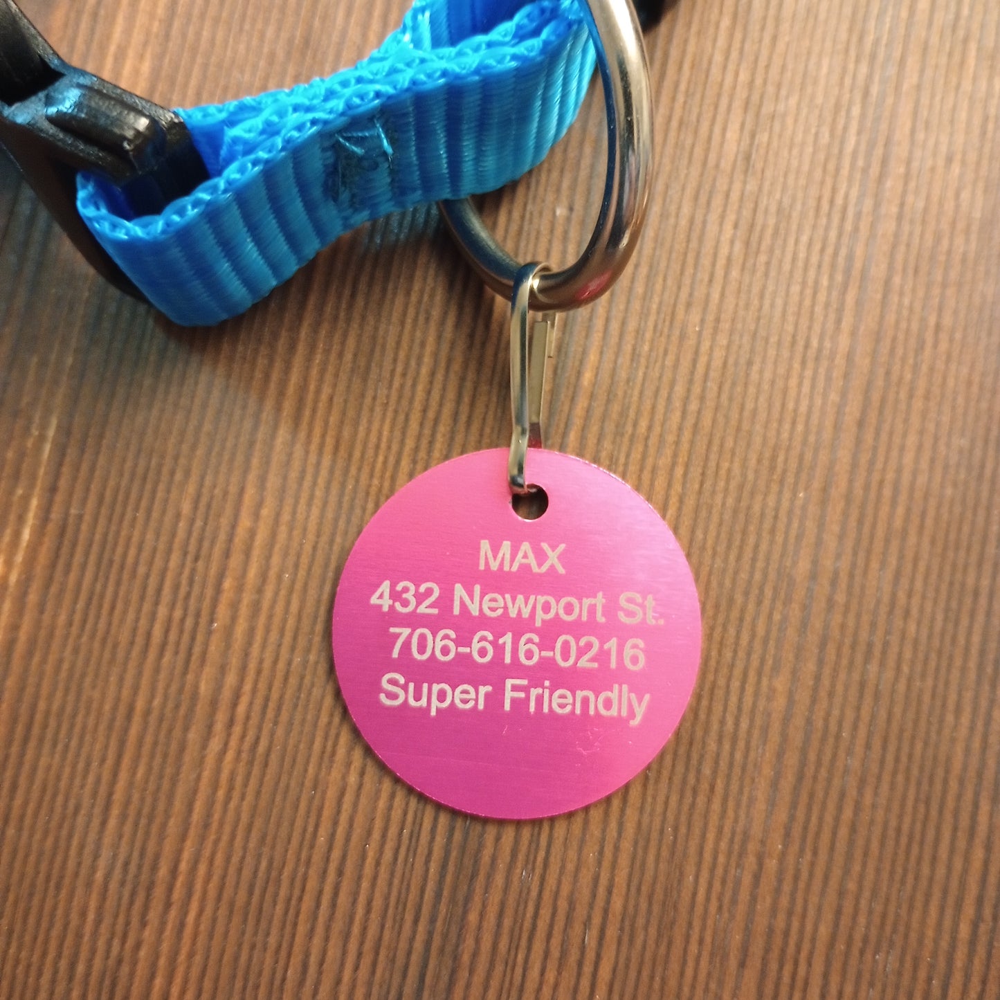 Dark Pink Round Pet Tag (1.4 inch)
