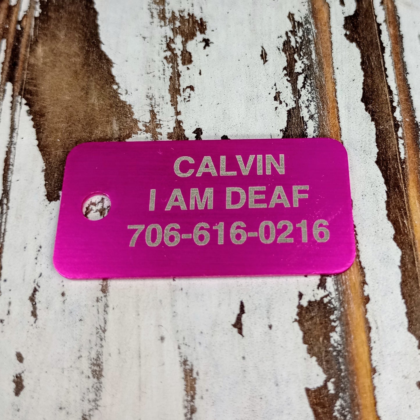 Dark Pink Rectangular Pet Tag