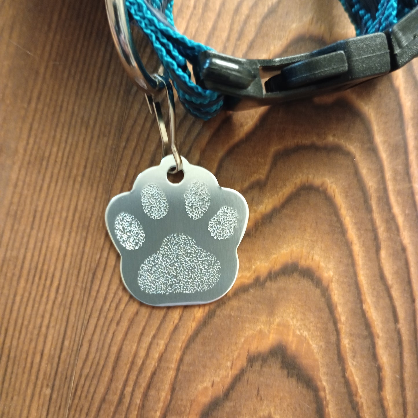 Silver Colored Large Paw Pet Tag (1.4 inch)