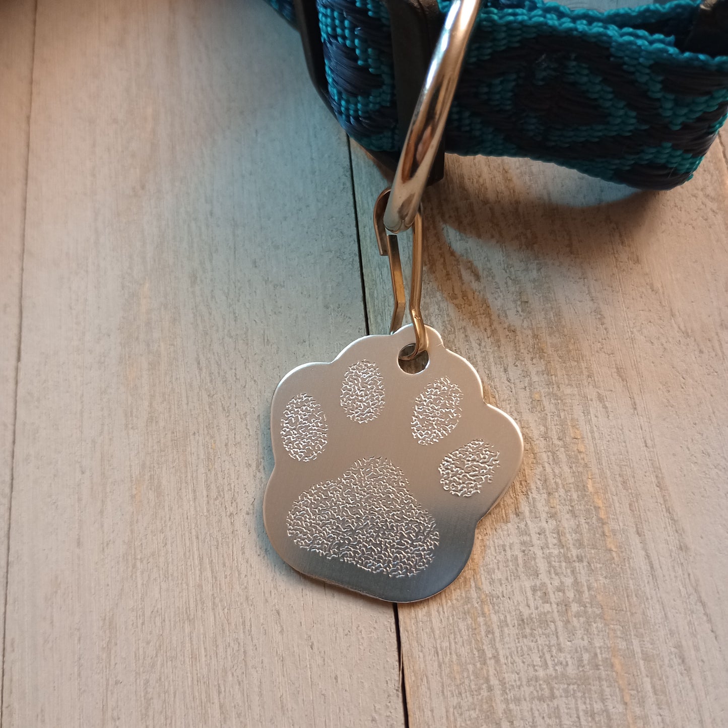 Silver Colored Large Paw Pet Tag (1.4 inch)