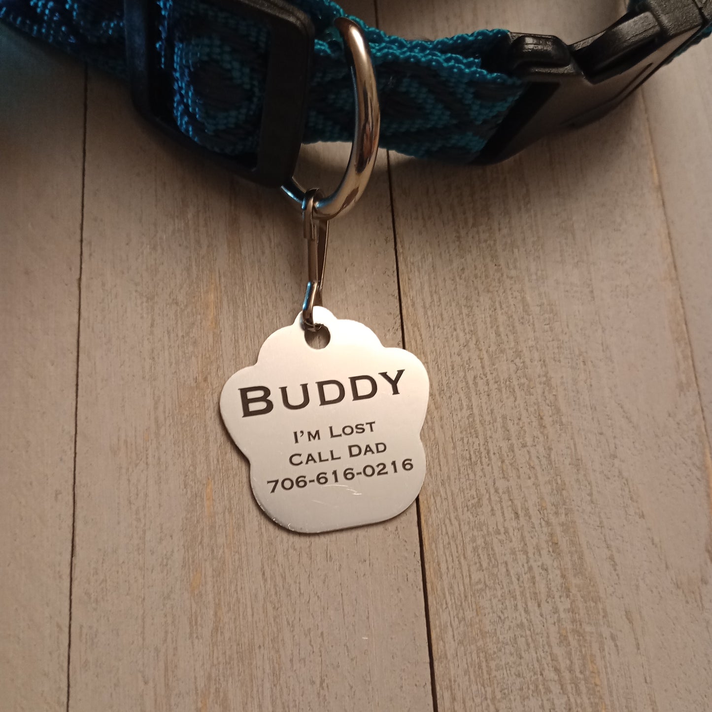 Silver Colored Large Paw Pet Tag (1.4 inch)