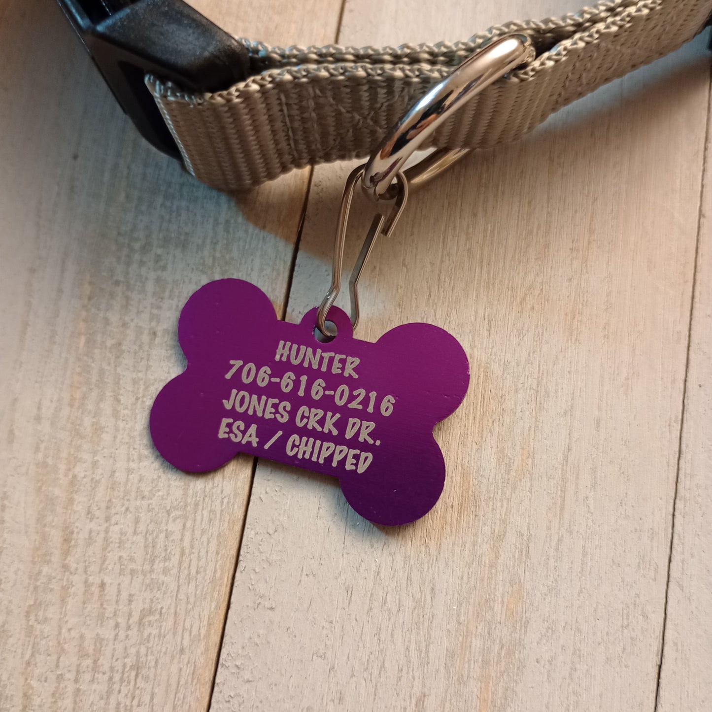 Purple Bone Shaped Pet Tag