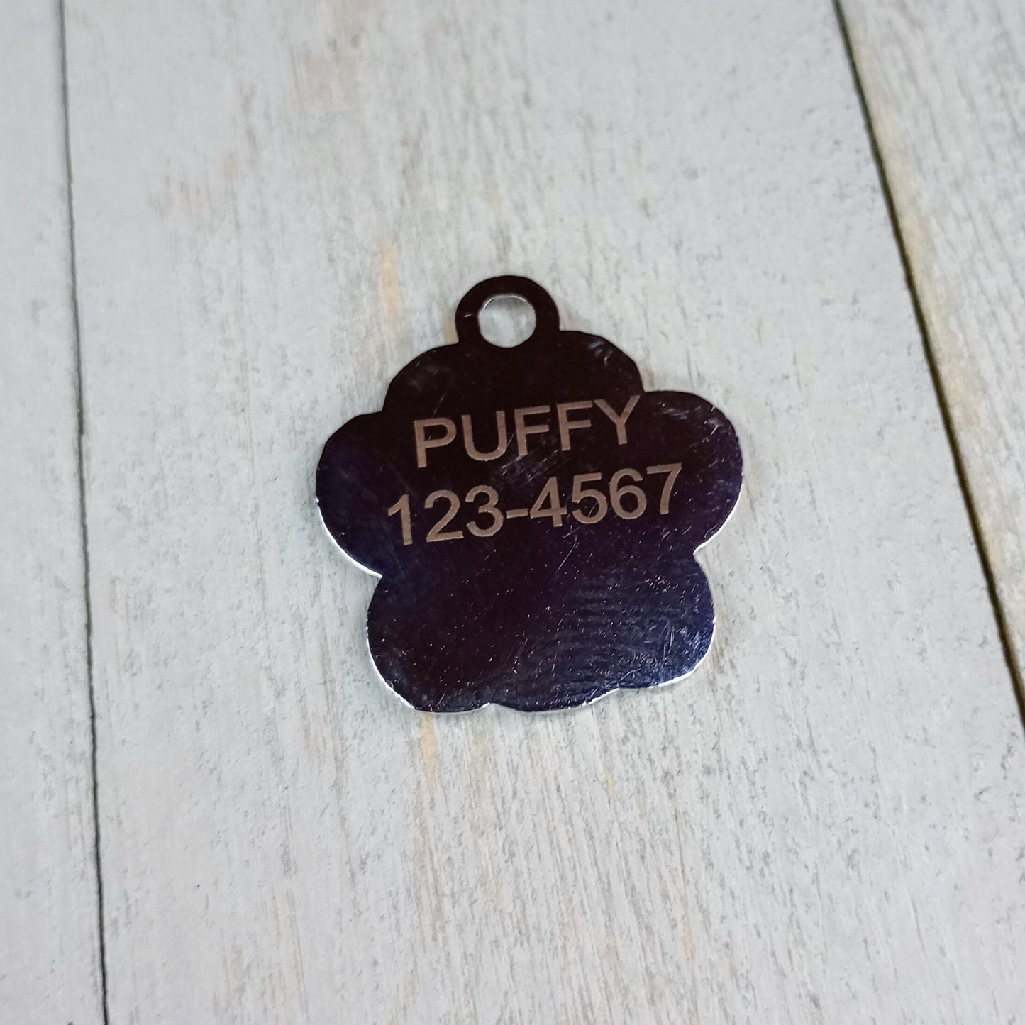 Silver Colored Glitter Paw Pet Tag (1 inch)