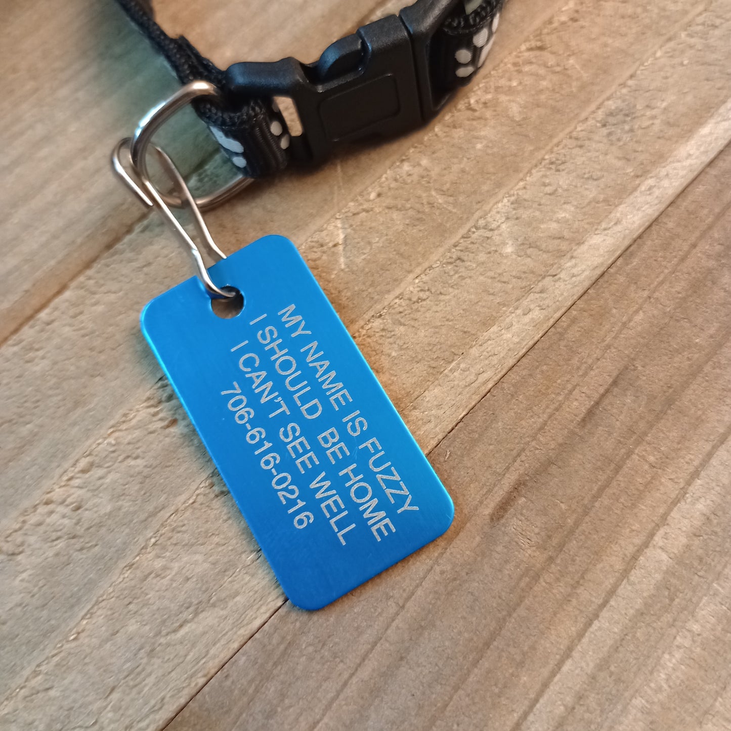 Light Blue Rectangular Pet Tag