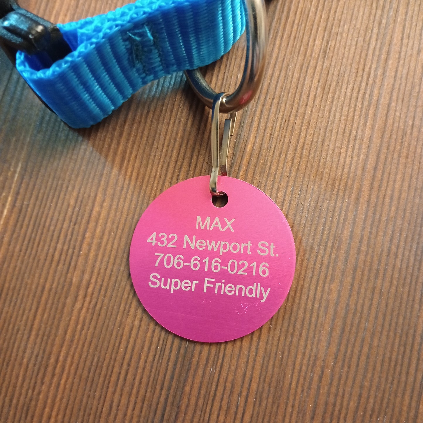 Dark Pink Round Pet Tag (1.4 inch)