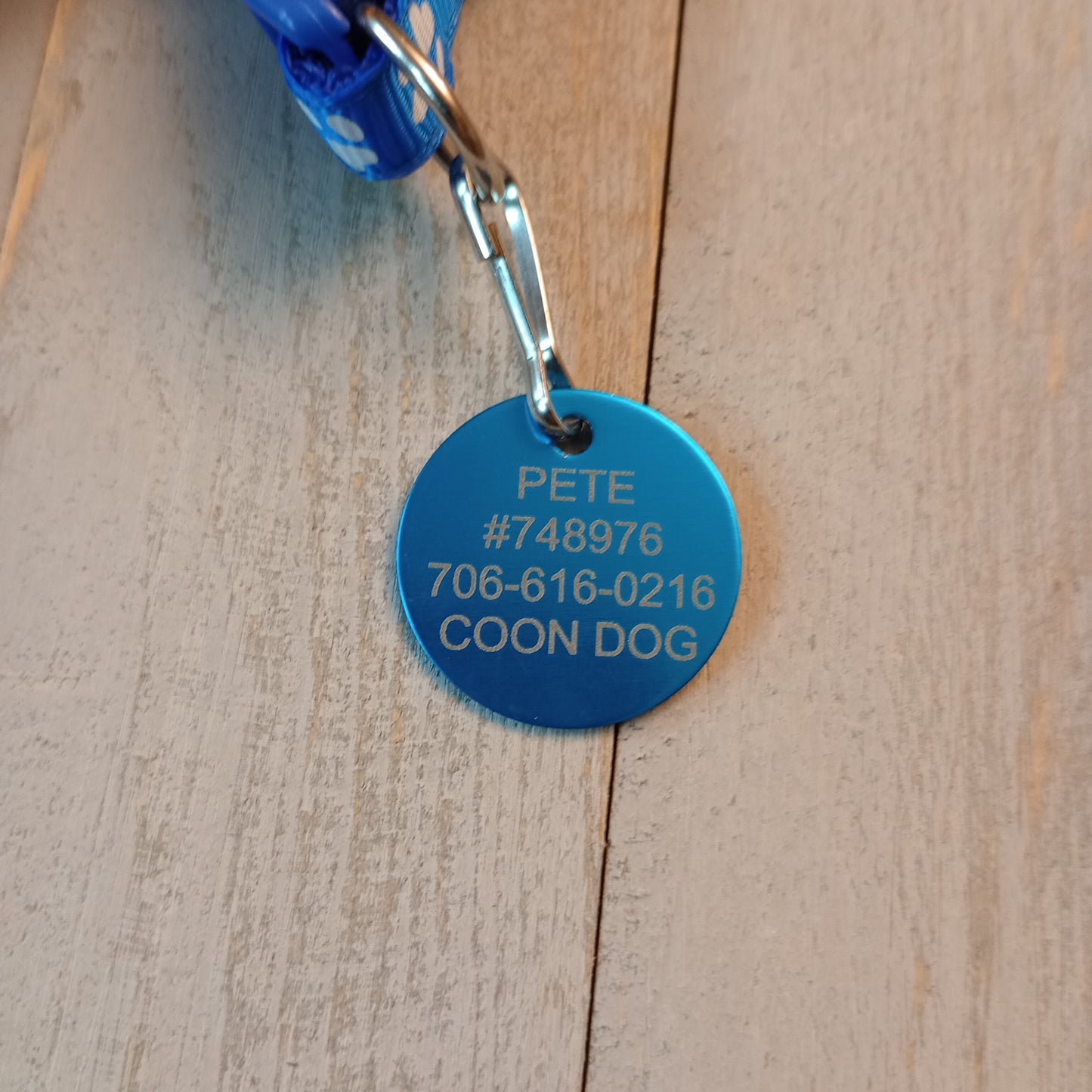 Light Blue Round Pet Tag