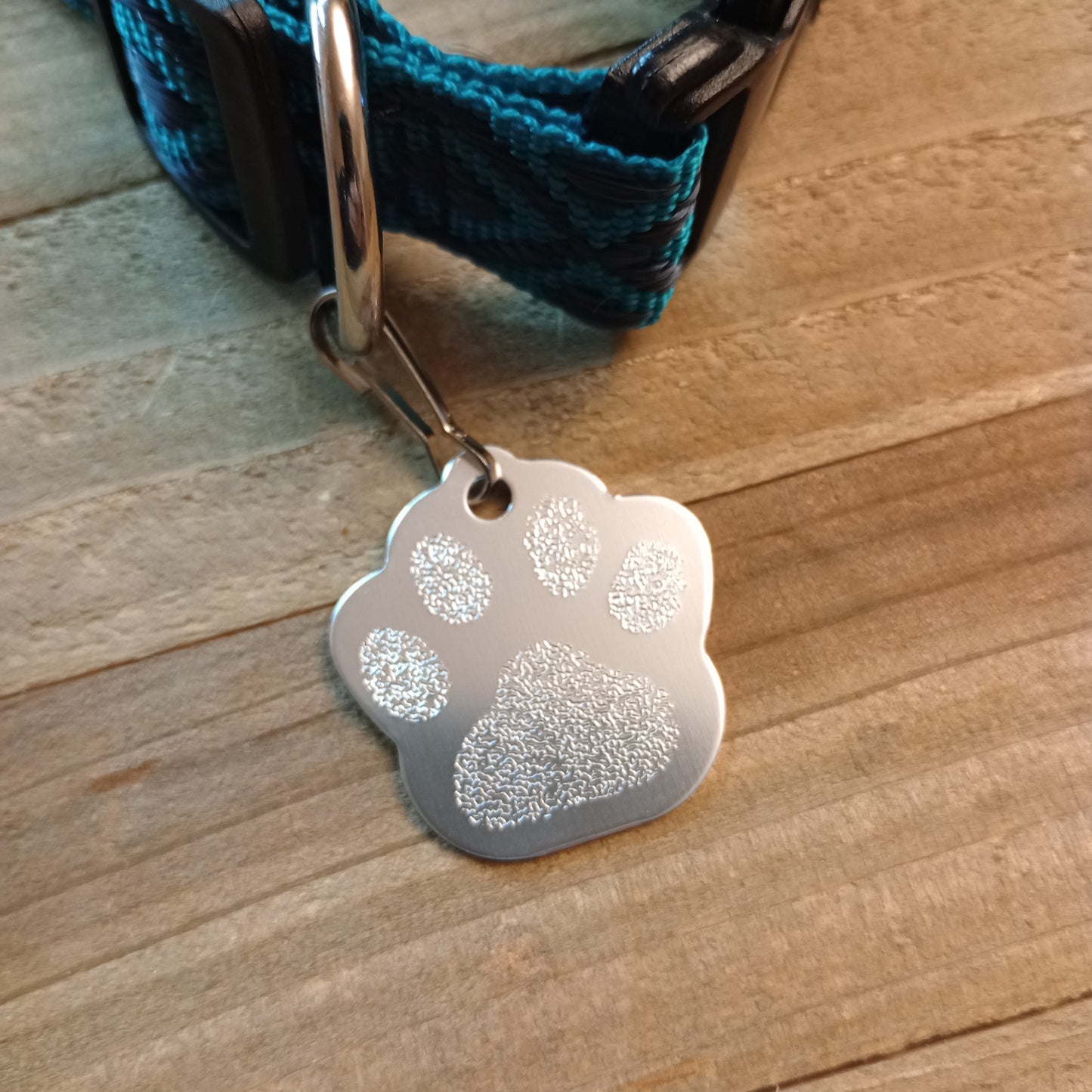 Silver Colored Large Paw Pet Tag (1.4 inch)