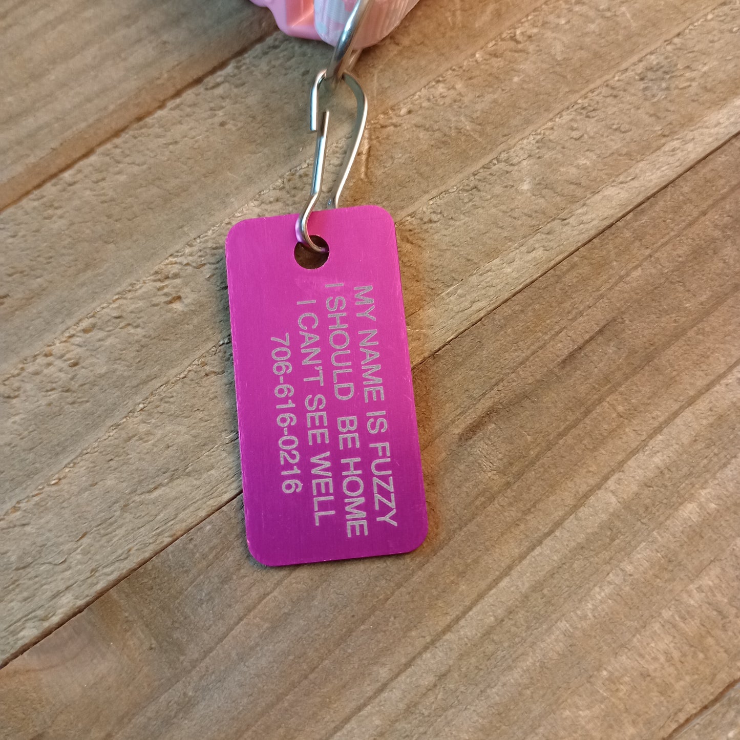 Dark Pink Rectangular Pet Tag
