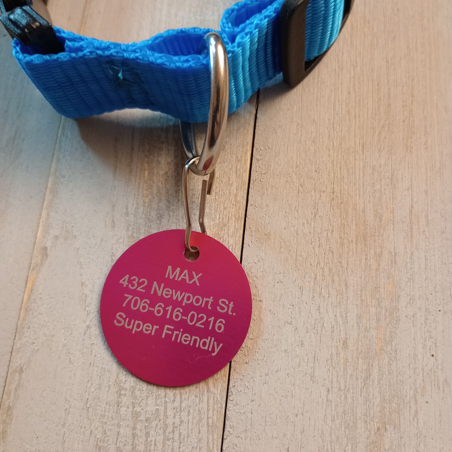 Dark Pink Round Pet Tag (1.4 inch)