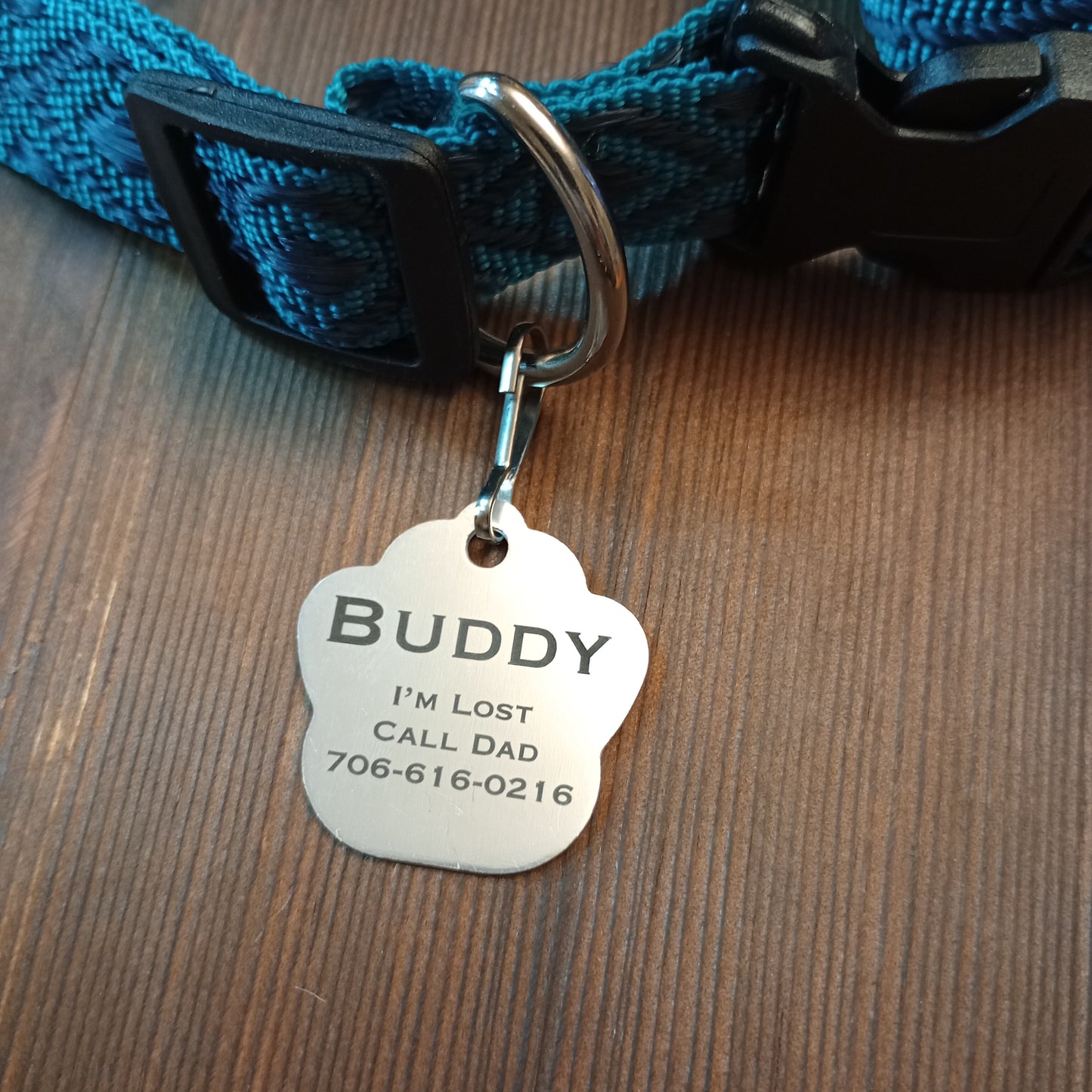Silver Colored Large Paw Pet Tag (1.4 inch)