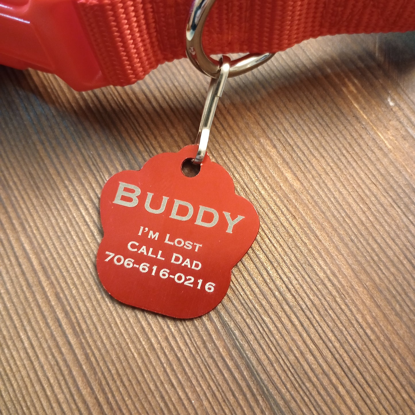 Red Large Paw Pet Tag (1.4 inch)
