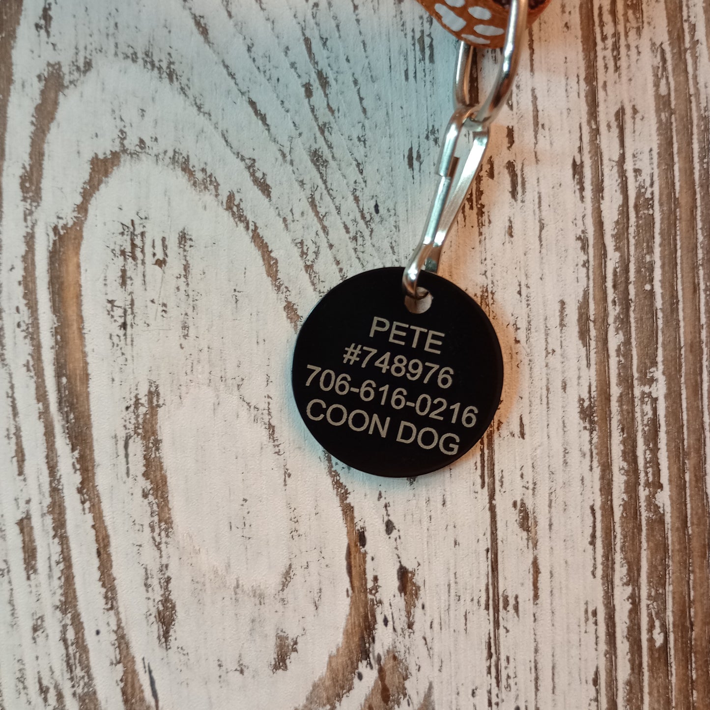 Black Round Pet Tag