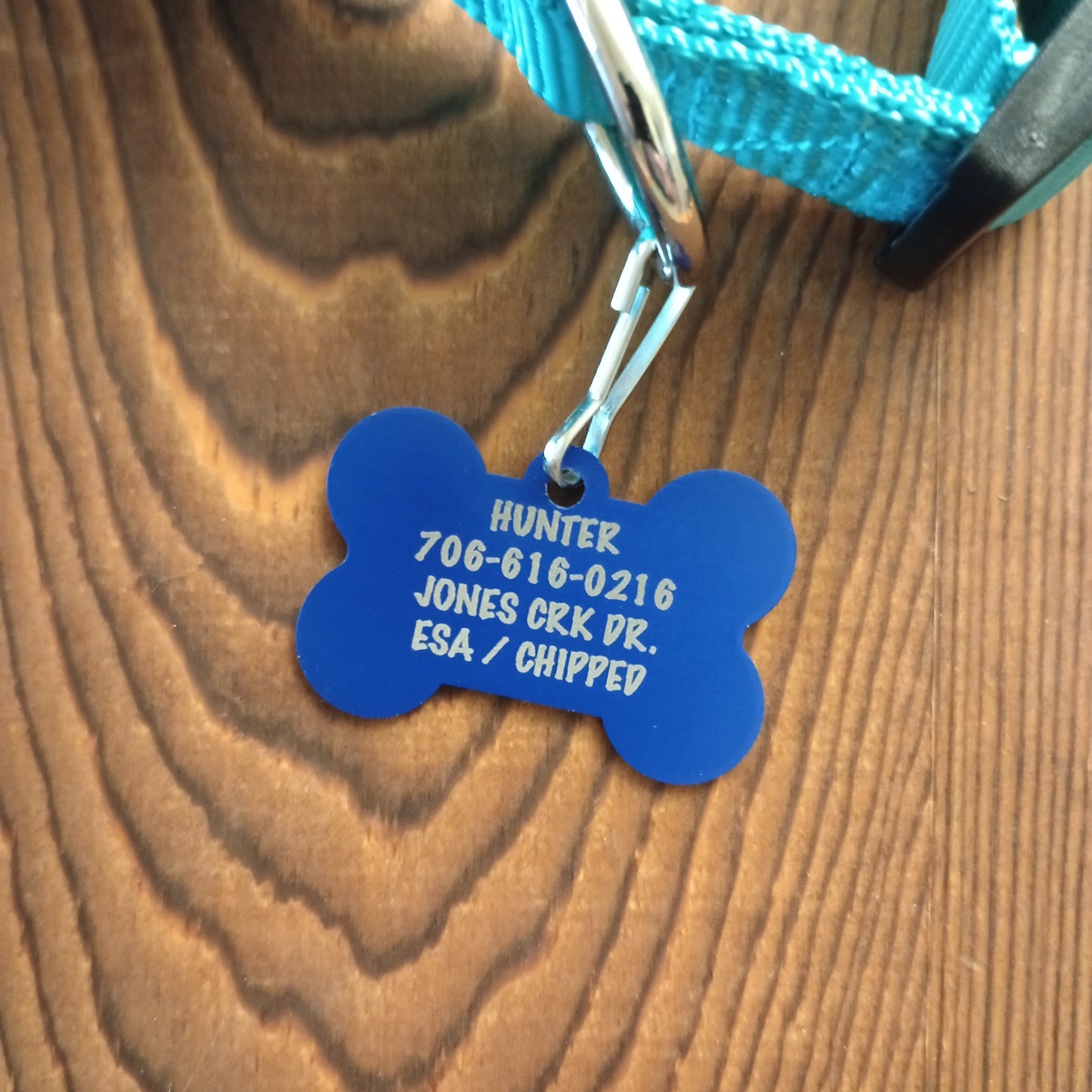 Dark Blue Bone Shaped Pet Tag