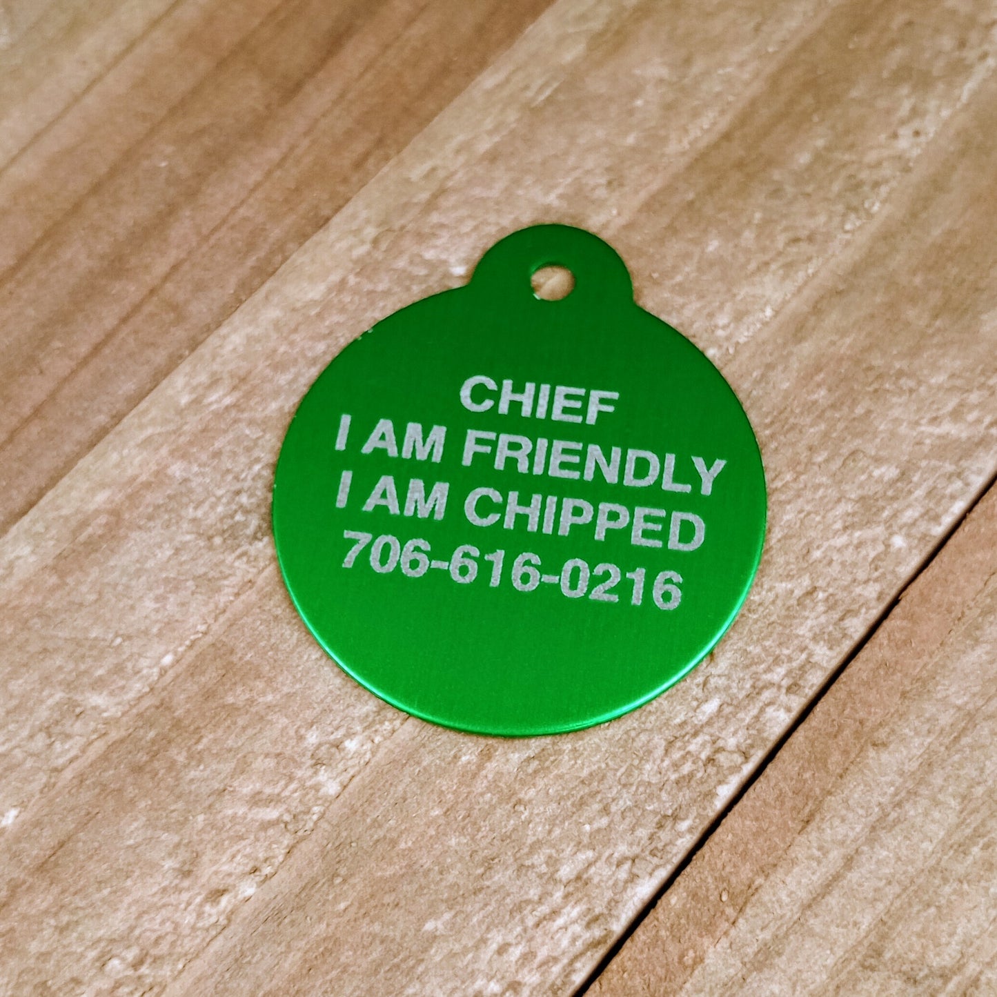 Green Round Pet Tag 1.25 inch